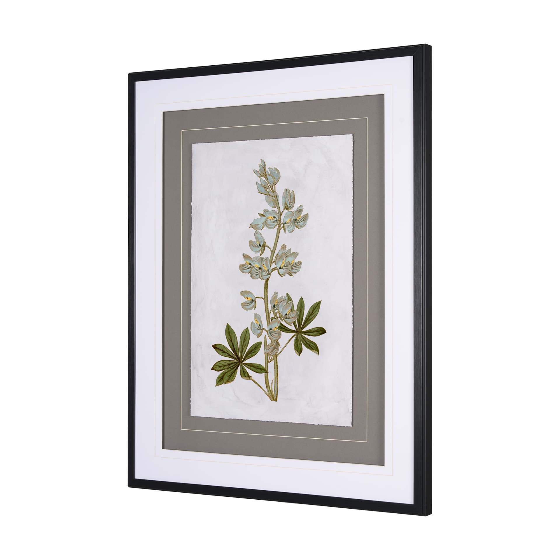 Soft Blue Botanoicals VIII by Mercana Studio Hand Embellished Framed Art Print Matted under Glass — product photograph
