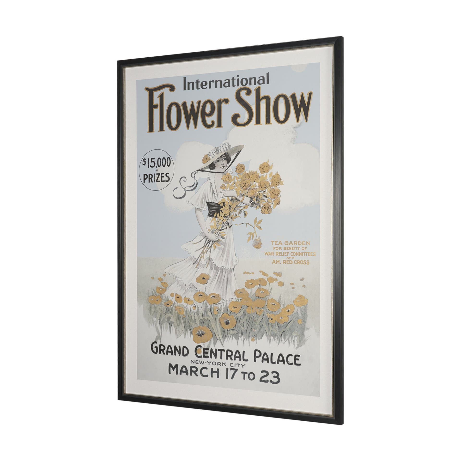 Ephemera Flower Show by The Vintage Collection Hand Embelished Framed Artwork Matted under Glass — product photograph