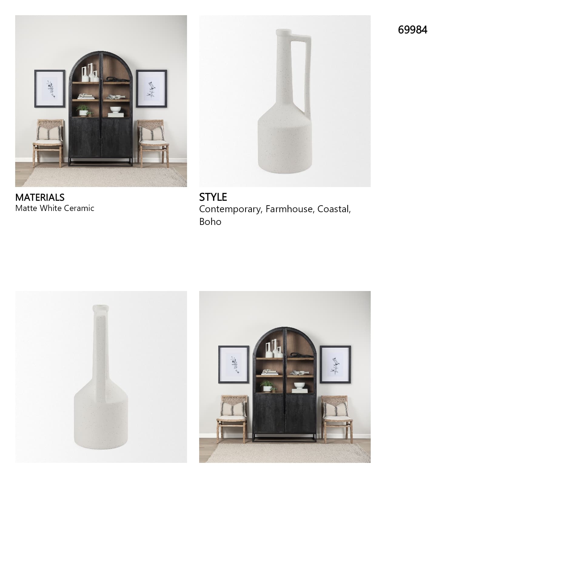 Burton 17.1H Large White Ceramic Jug Vase — in a styled room