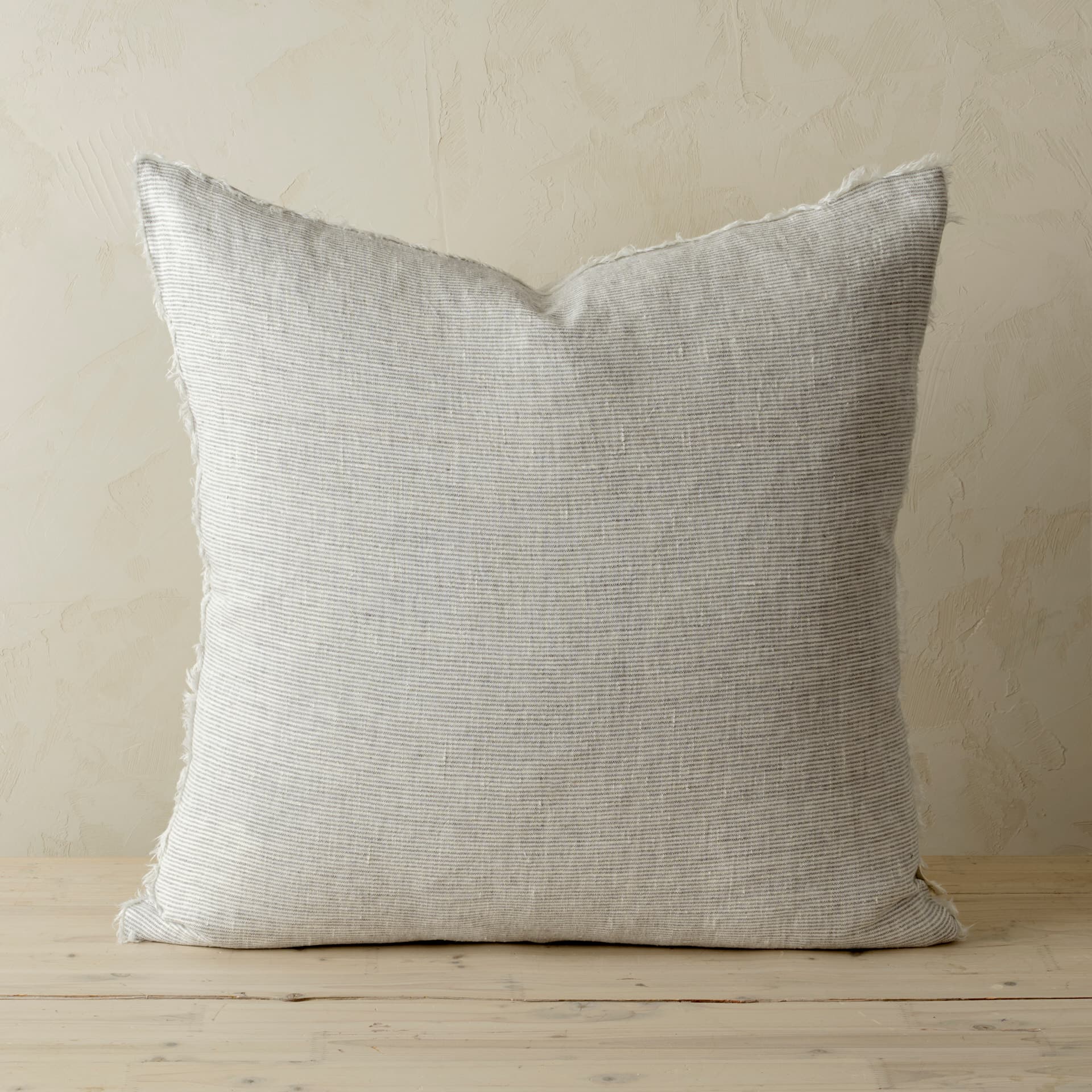 Lina 24x24 Grey Linen Decorative Pillow Cover w/Filler — product photograph