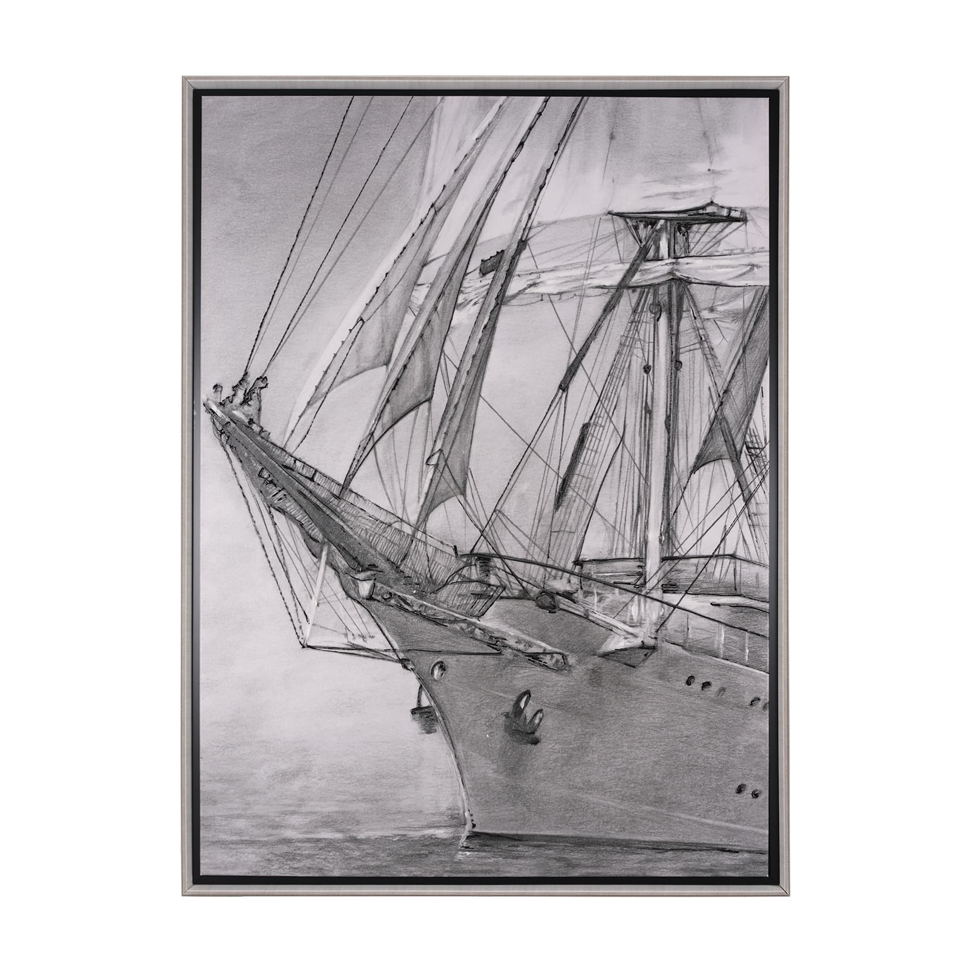 Tall Ship II by Mercana Studio a Hand Embellished Textured Framed Canvas — product photograph