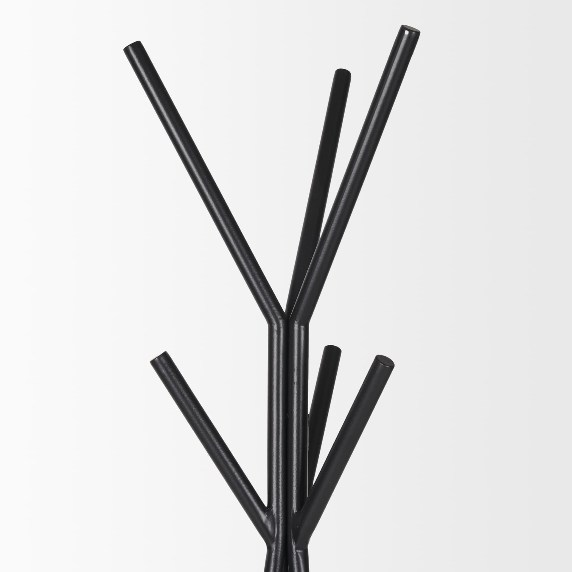 Everett Matte Black Metal w/ Two Metal Shelves Coat Rack — product photograph