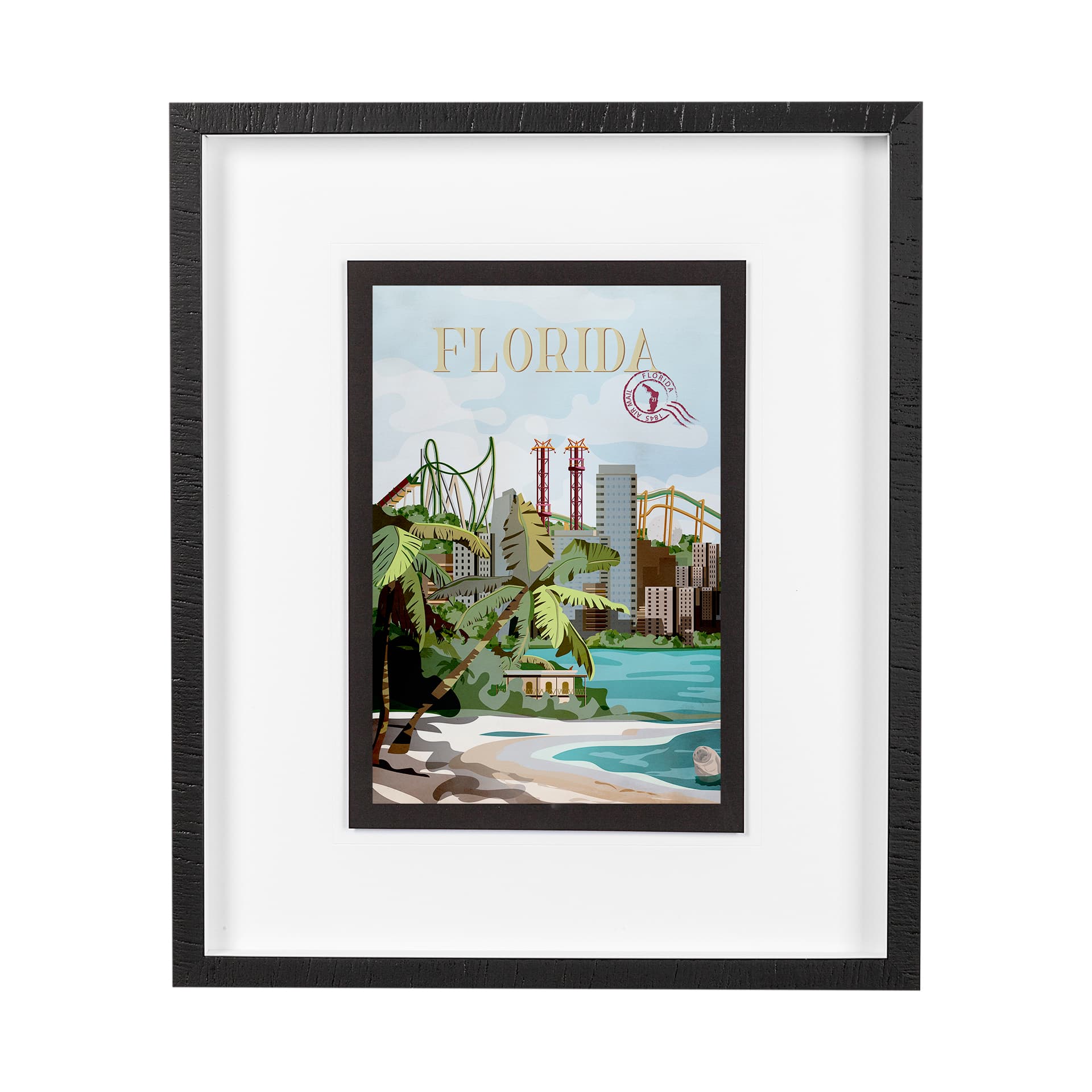 Florida Go USA (M) by Mercana Studio a Framed Art Print Matted under Glass — product photograph