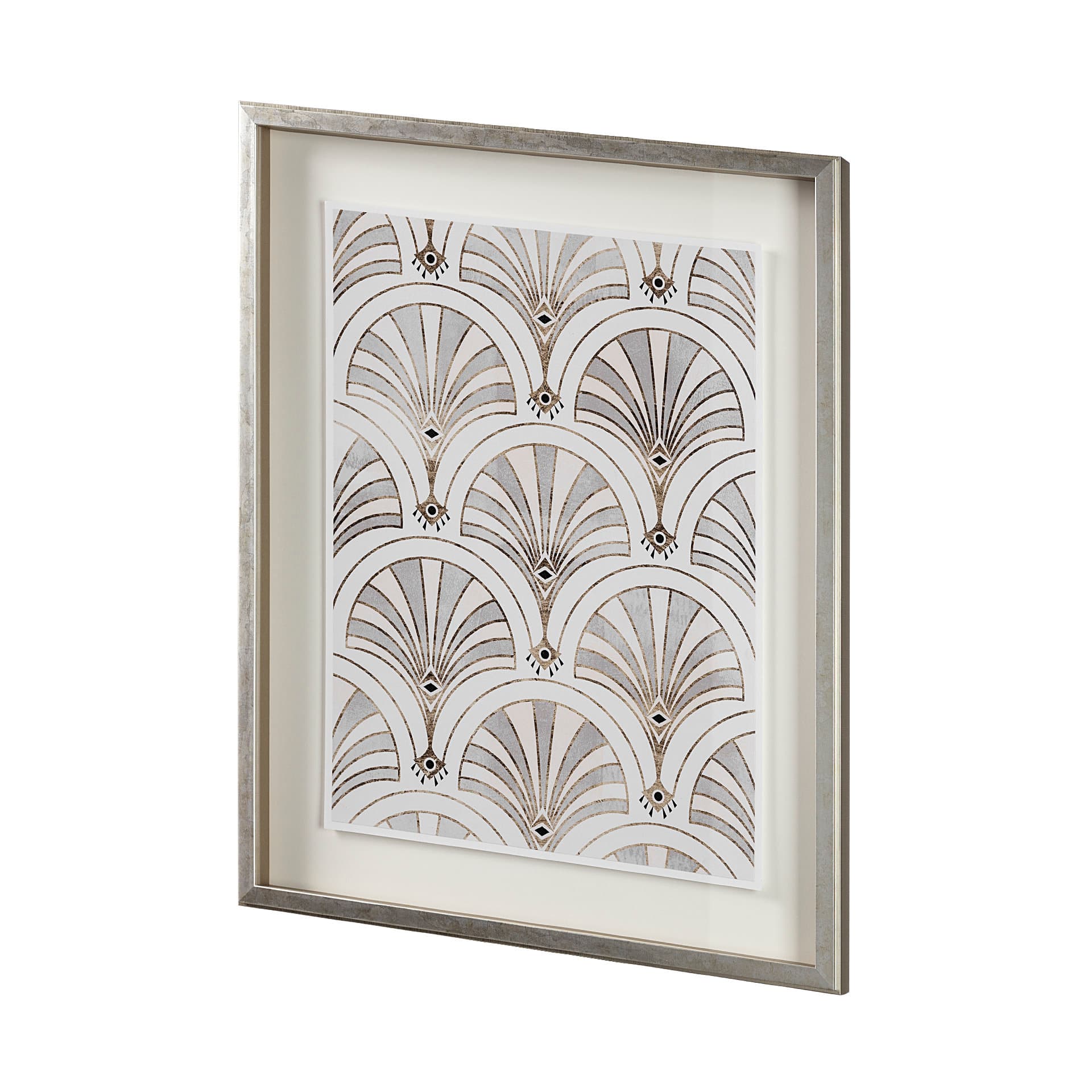 Deco Patterning II by Victoria Barnes Hand Embellished Textured Framed Art Print Matted under Glass — product photograph