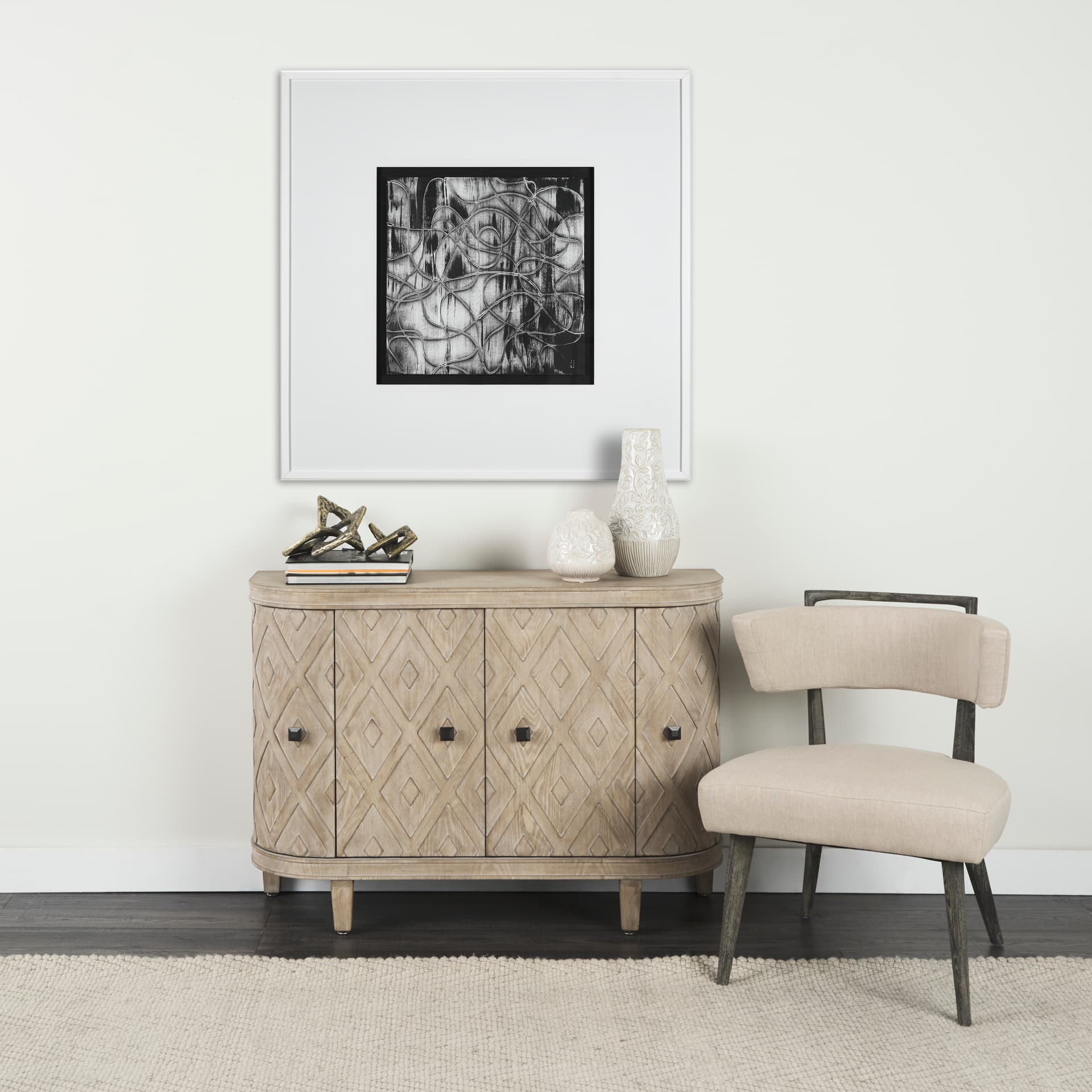 Continuous Strand II by Studio M a handmade Original Framed Artwork under Glass — in a styled room