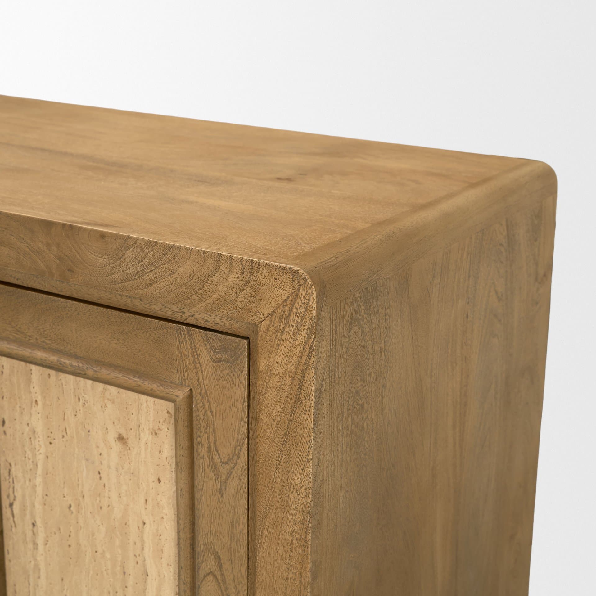 Valterra Light Brown Wood w/ Travertine 6 Door Media Console — product photograph
