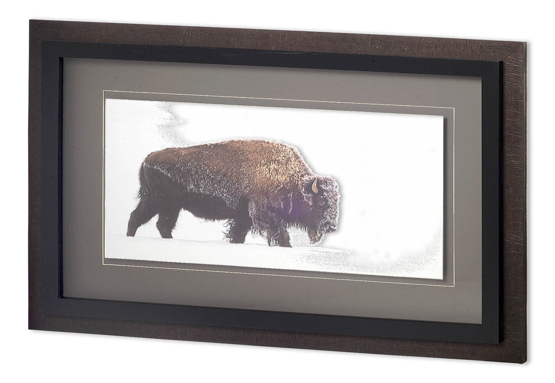 Across The Snowfield by Wink Gaines a Hand Embellished Textured Framed Art Photo Matted under Glass — product photograph