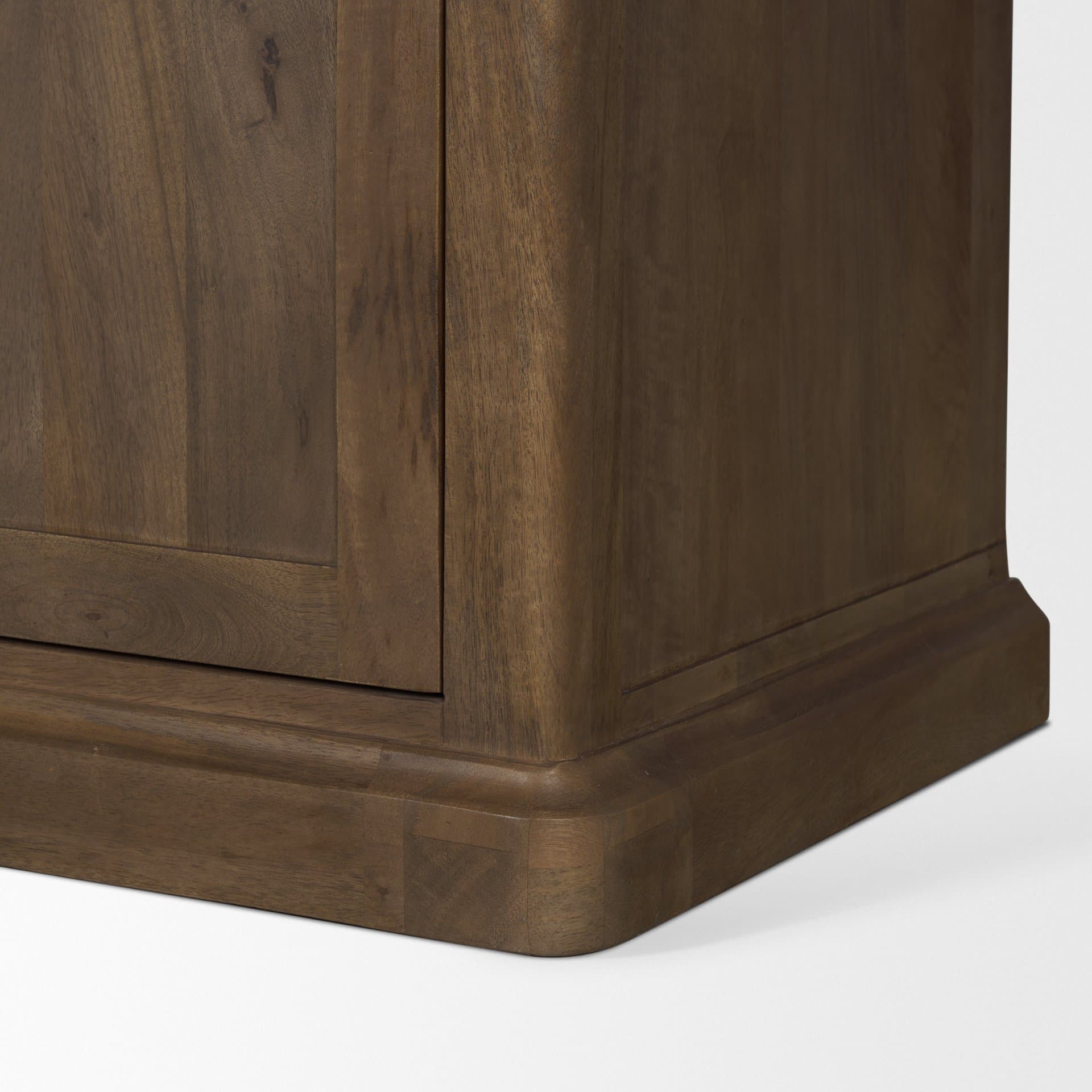 Baron 4-Door Dark Brown Wood w/ Antique Brass Metal Open Shelving Unit — product photograph