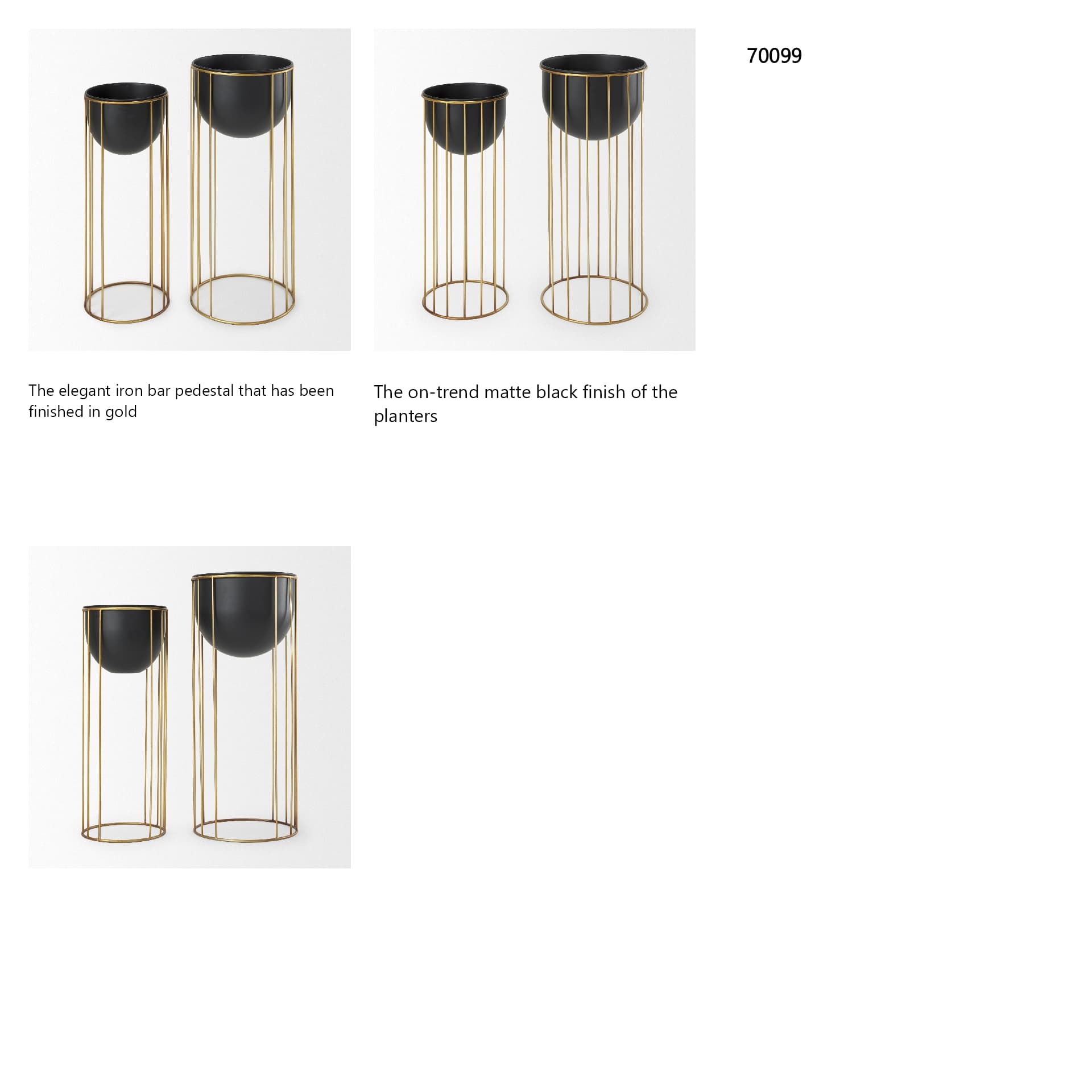 Danica Set of 2 Matte Black Metal Plant Stands — in a styled room