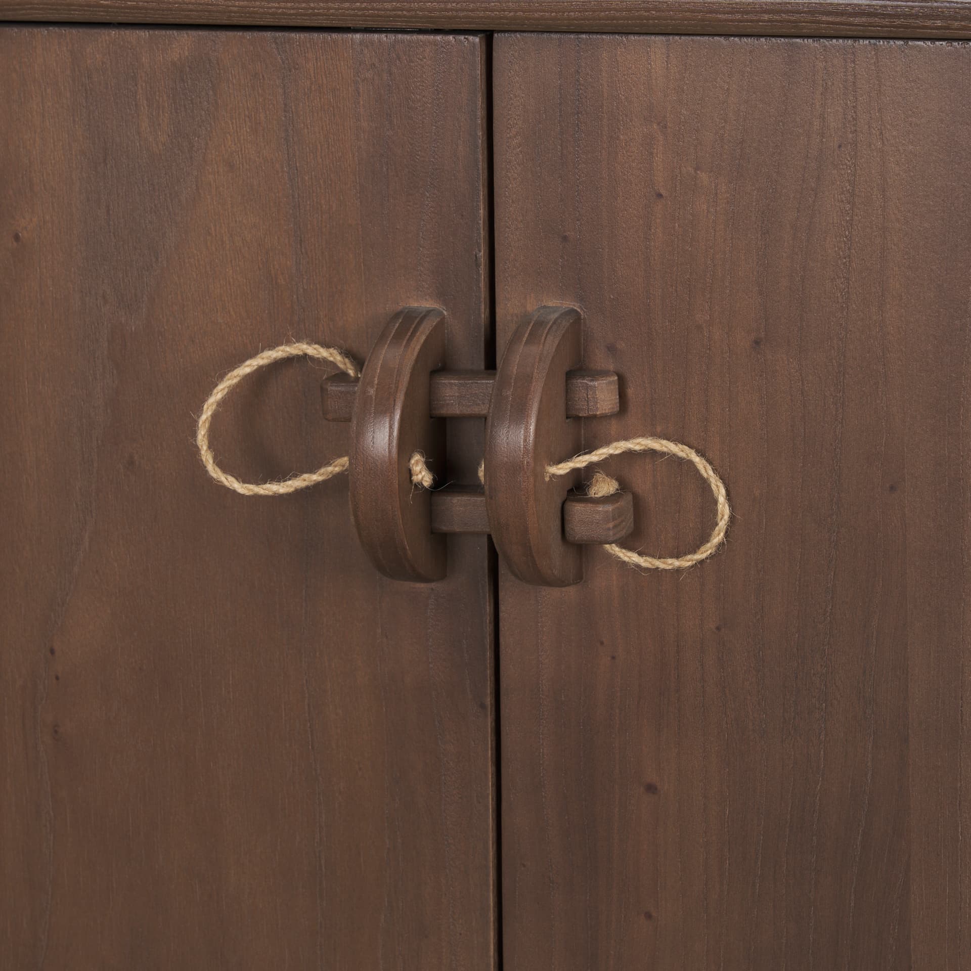 Varenna 4 Door Dark Brown Wood w/ Rope Handles Sideboard — product photograph