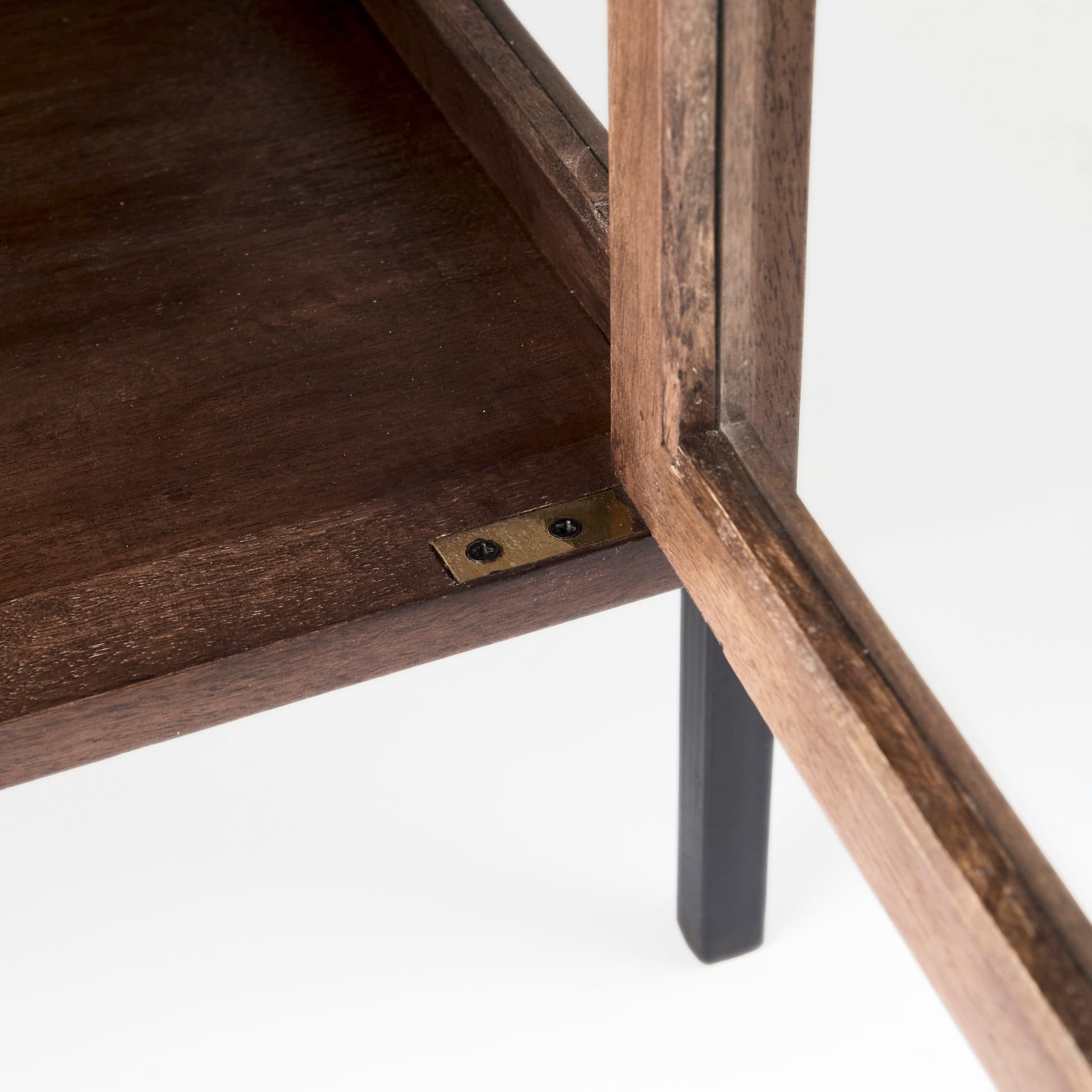 Arelius 20L x 18W x 26H Medium Brown Wood W/ Black Metal Frame End/Side Table — product photograph