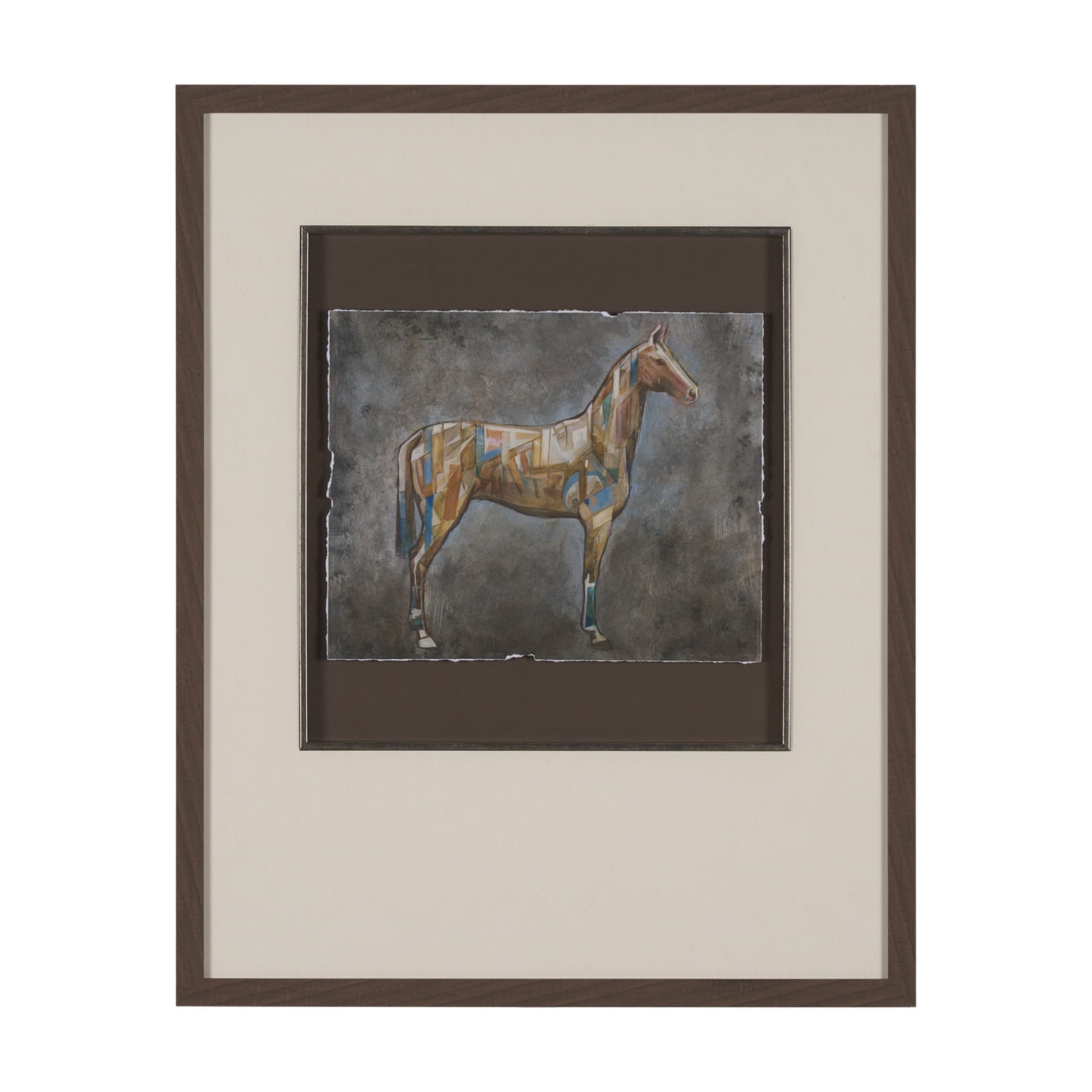 Mosaic Horse II by Mercana Studio a Hand Embellished Framed Art Print Matted under Glass — product photograph