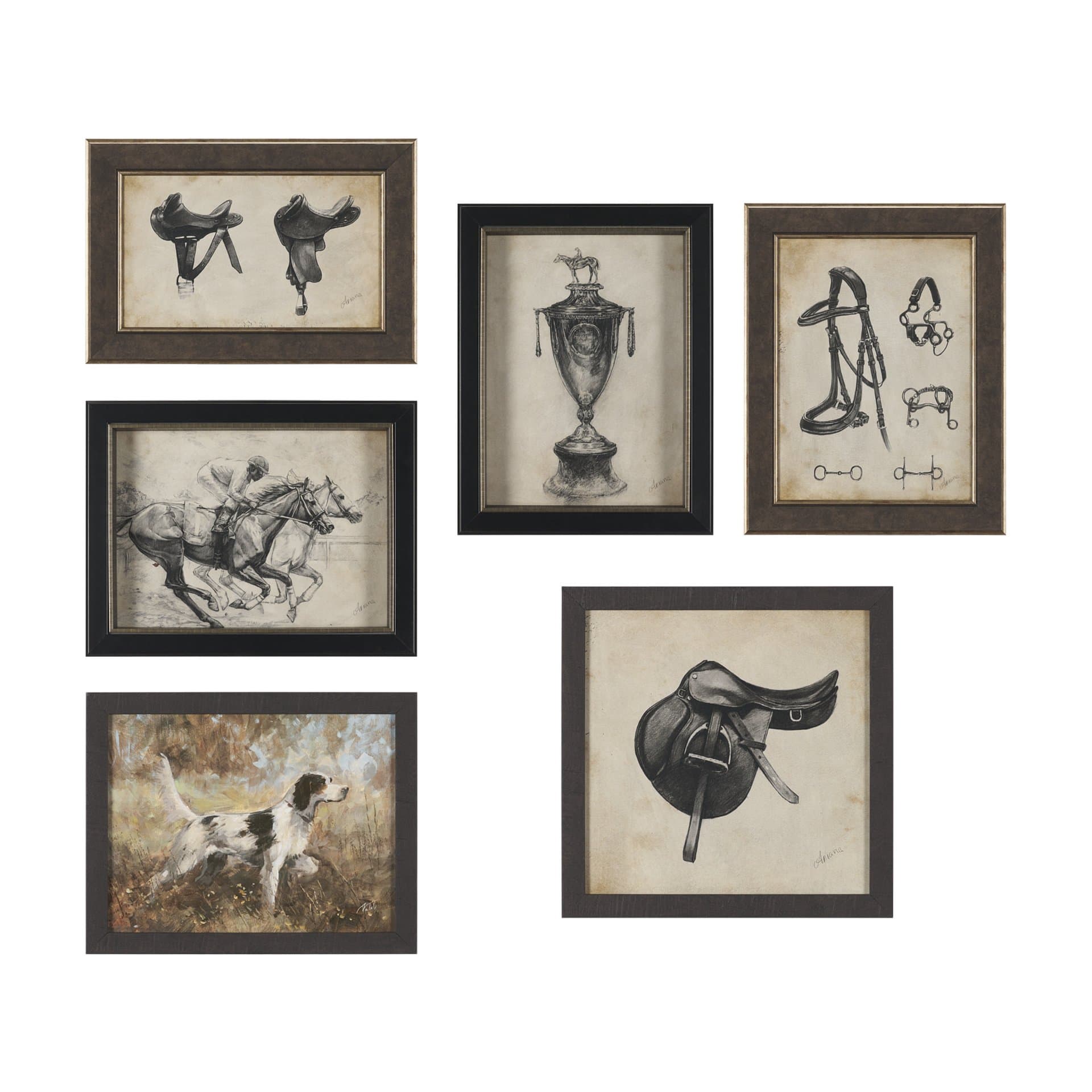 Equestrian Collection by Mercana Studio Textured Framed (Set of 6) — product photograph