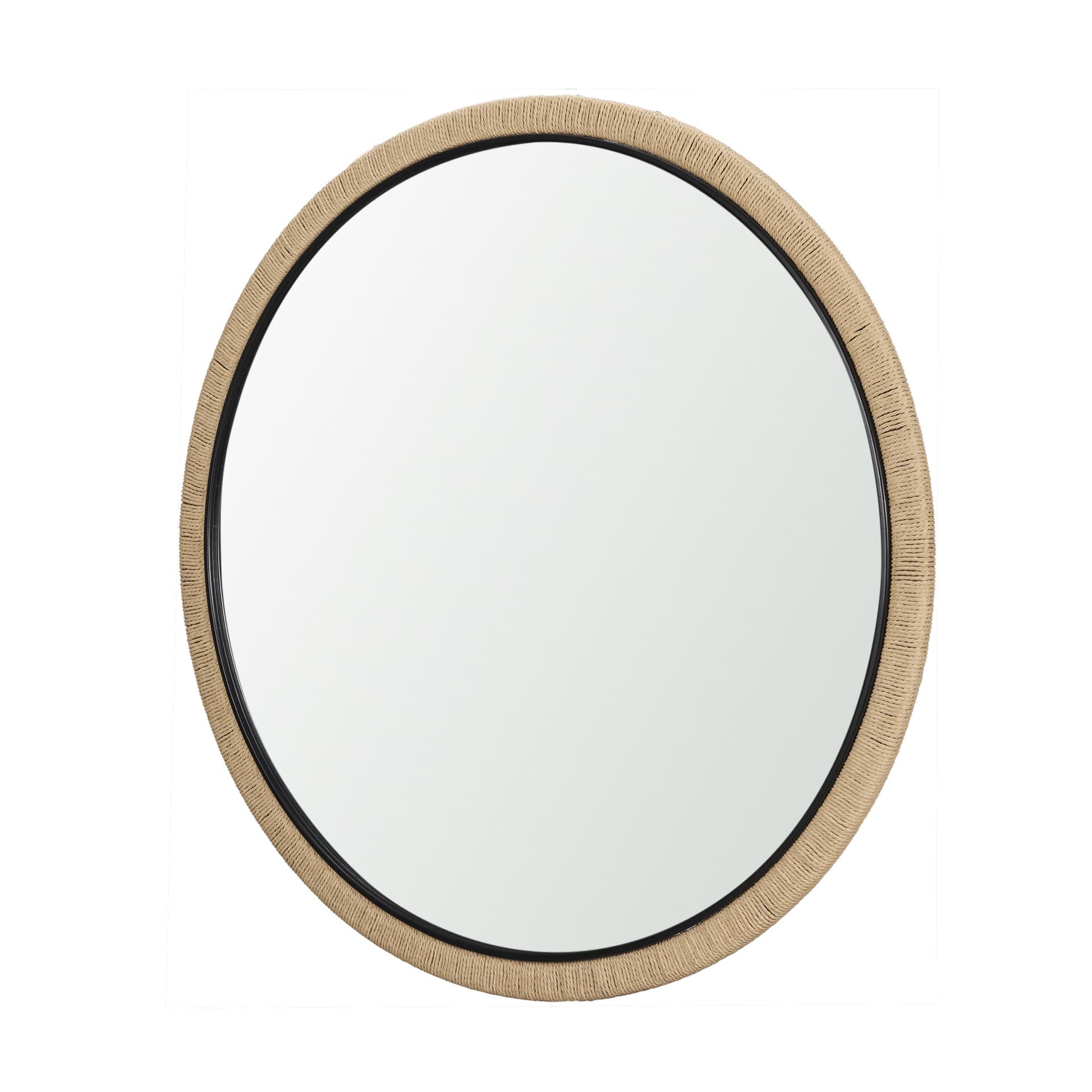 Vasie Black Wood w/ Jute Round Mirror — product photograph