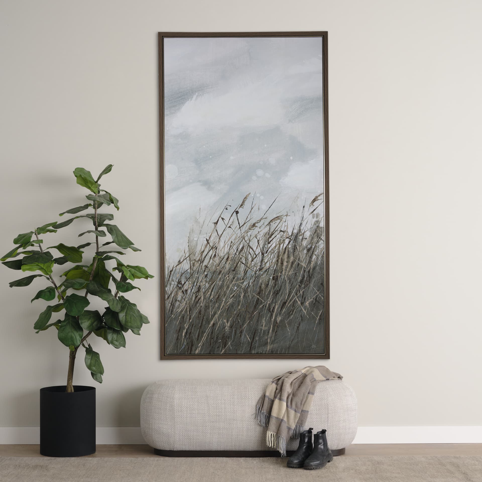 Chilly Breeze I by Mercana Studio a Hand Embellished Textured Framed Canvas — in a styled room