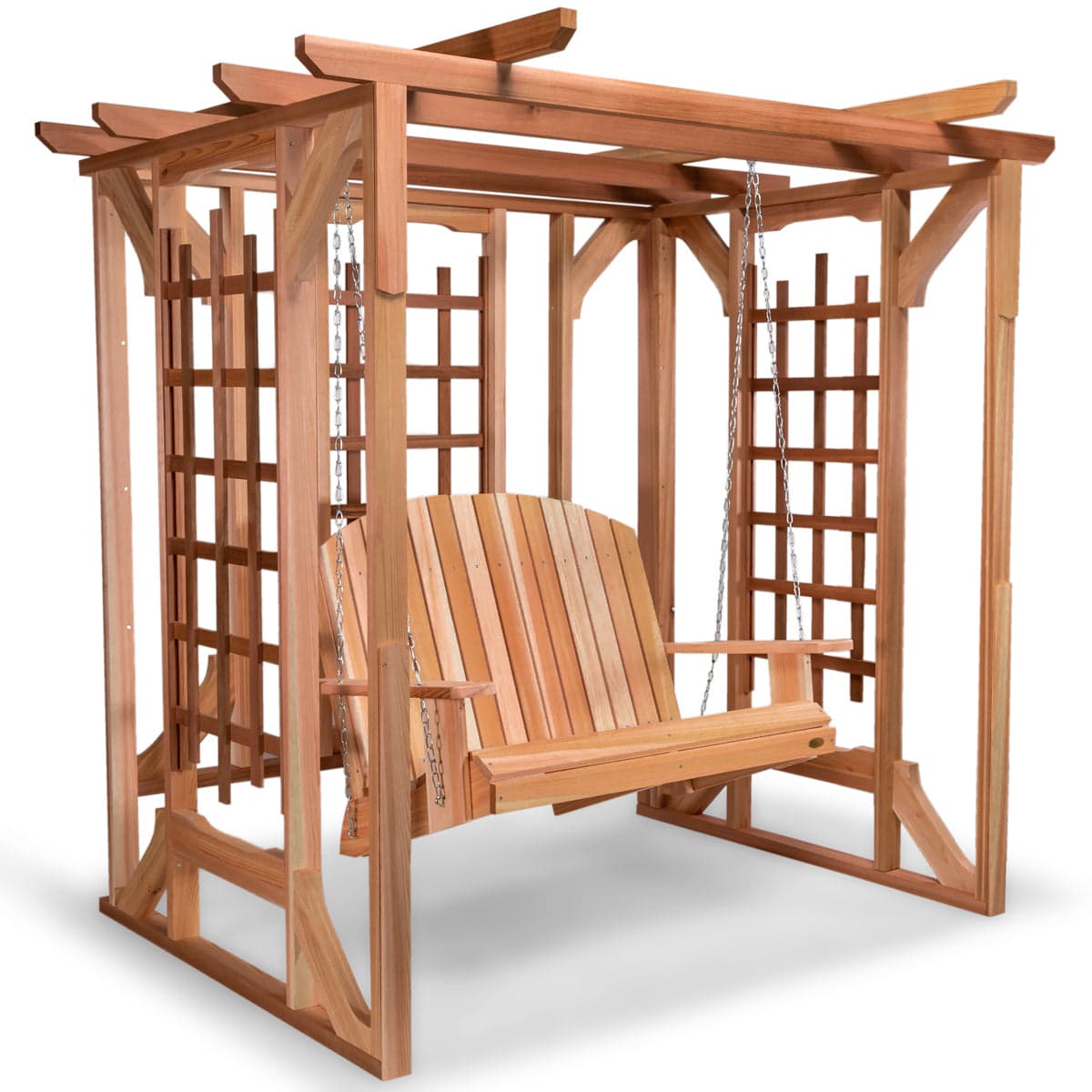 Cedar Pergola Garden Arbor & Swing Set — product photograph