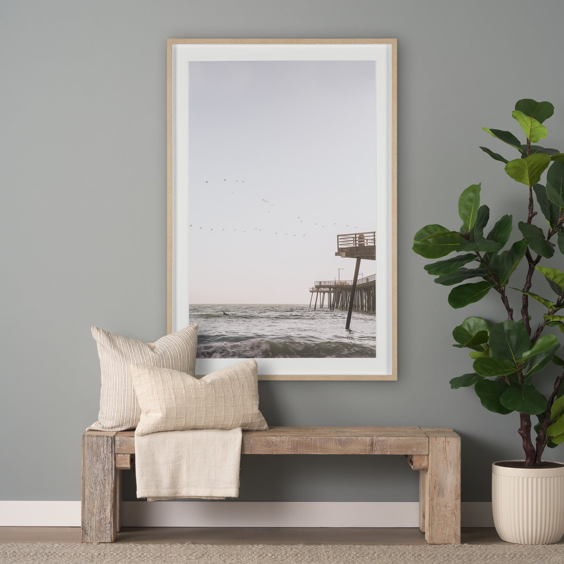 Seaside Serenity by Shot By Clint Framed Photo Print Matted under Glass — in a styled room