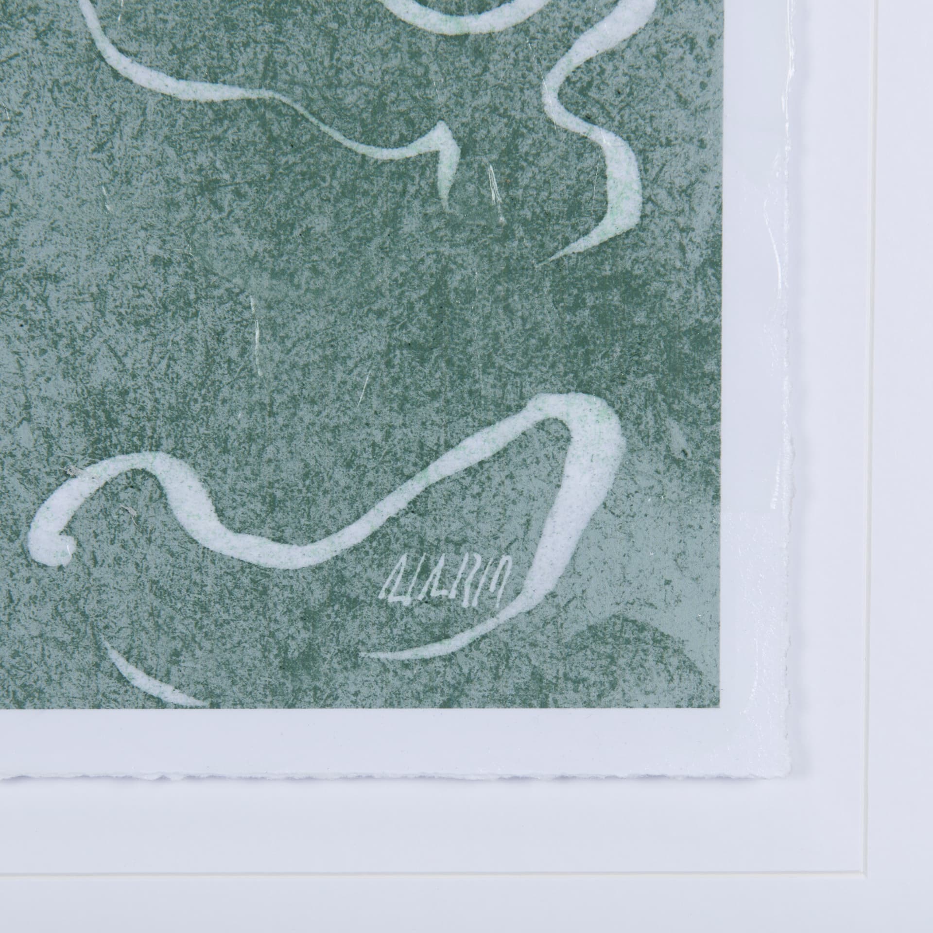 Thread Green II by Mercana Studio a Hand Embellished Textured Framed Art Print Matted under Glass — product photograph