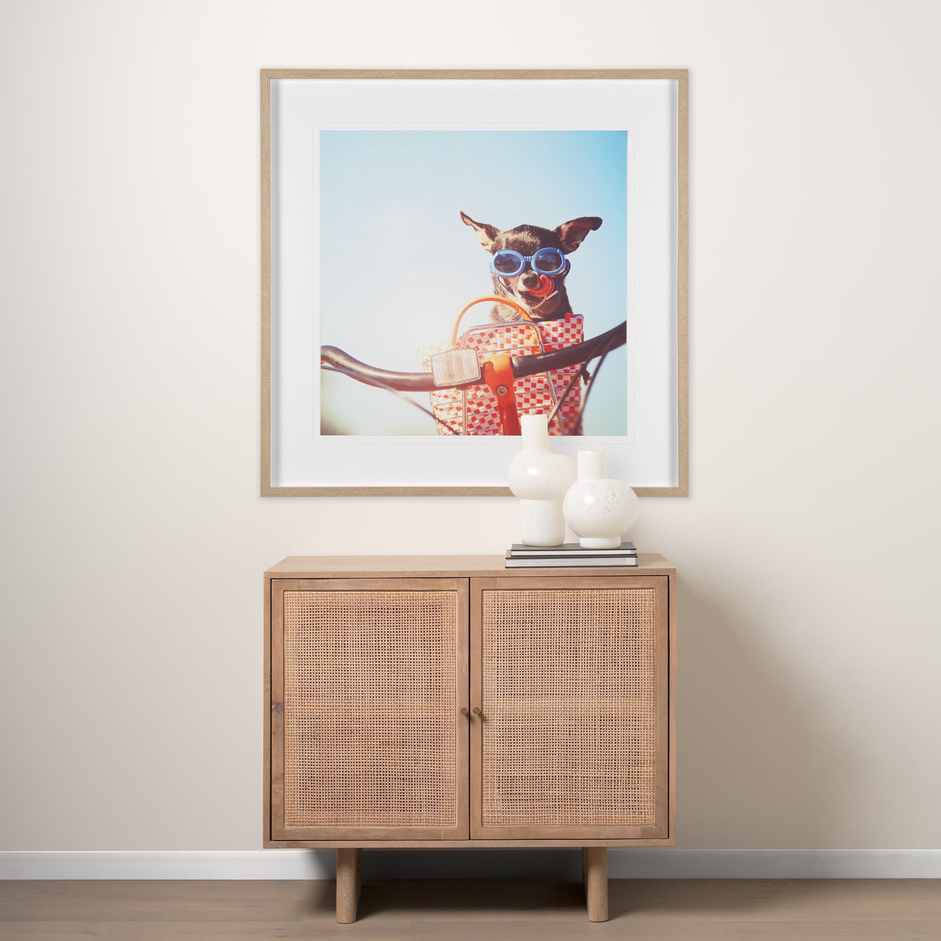 Retro Chihuahua by THE Studio a Framed Photo Art Print Matted under Glass — in a styled room