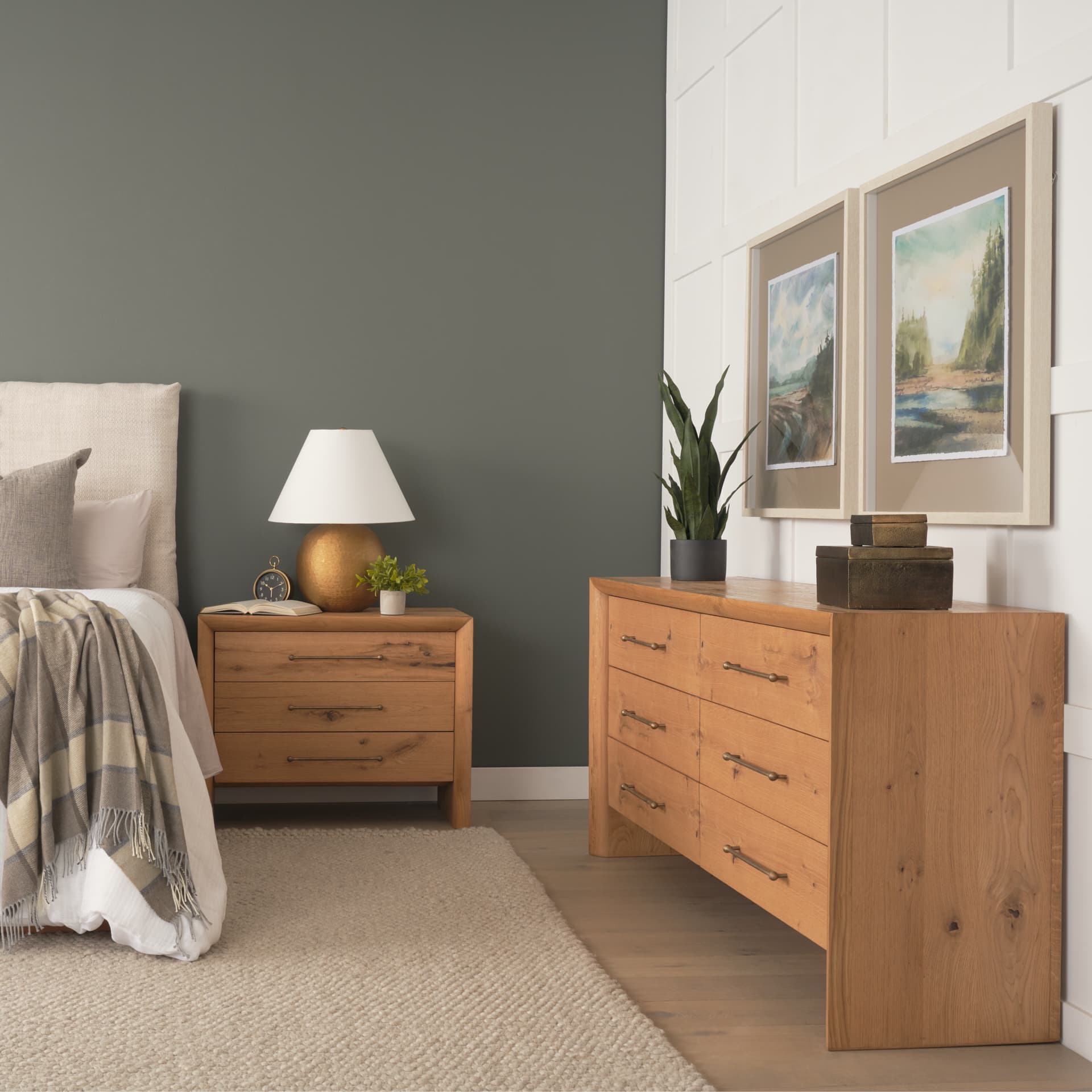 Belford 3-Drawer Light Brown Oak Wood Closed Nightstand — product photograph