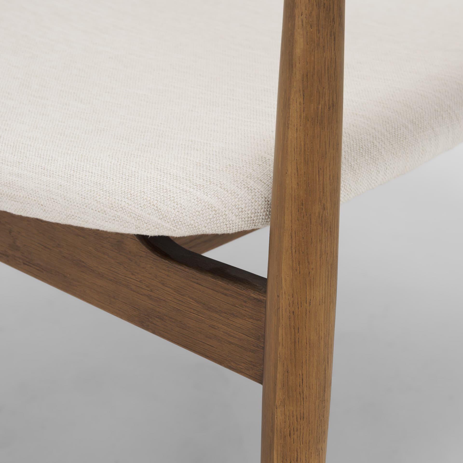 Haggen Medium Brown Oak Wood w/ Cream Fabric Accent Chair — product photograph