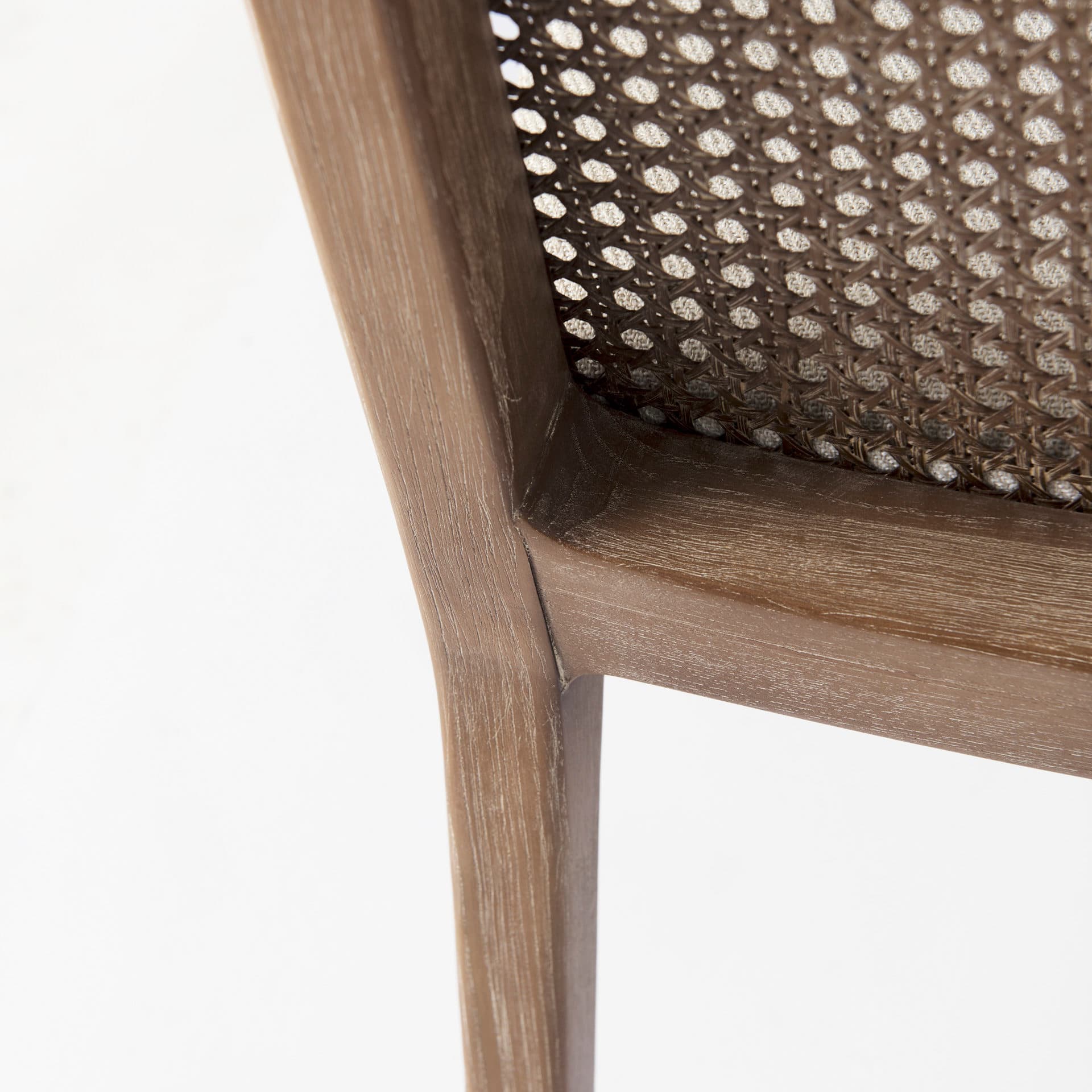 Clara Cane Back Dining Side Chair | Cream Fabric w/ Brown Wood — product photograph