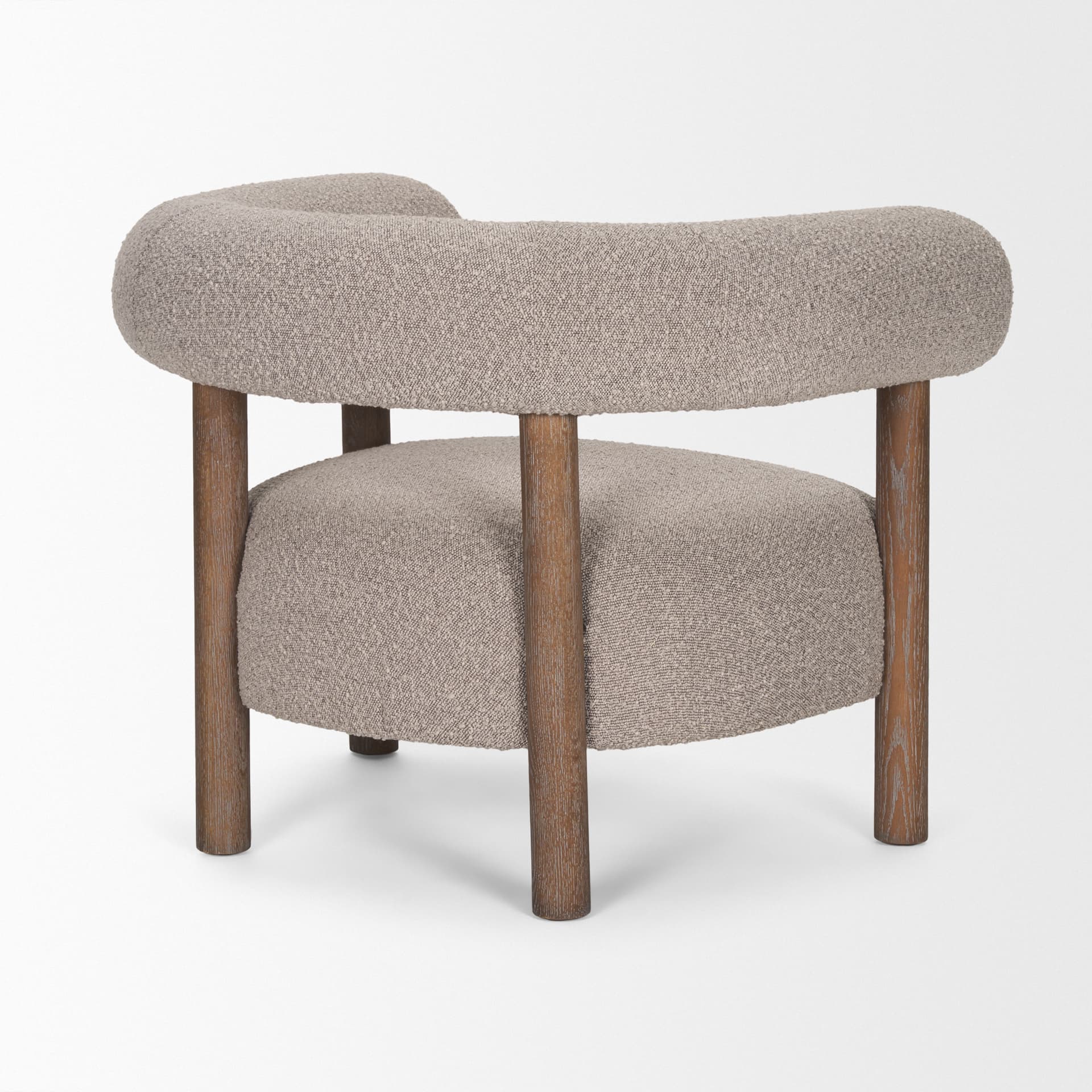 Gianna Open Back Medium Brown Wood w/ Taupe Boucle Fabric Accent Chair — product photograph