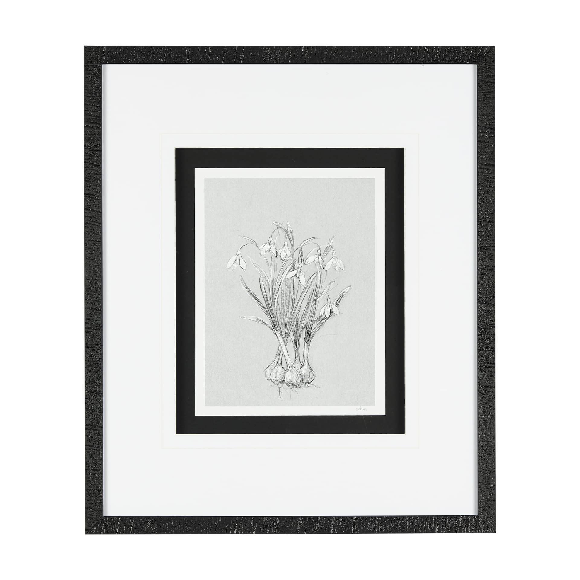 Botanical sketches VI (Grey) by Mercana Studio Hand Embellished Framed Art Print Matted under Glass — product photograph