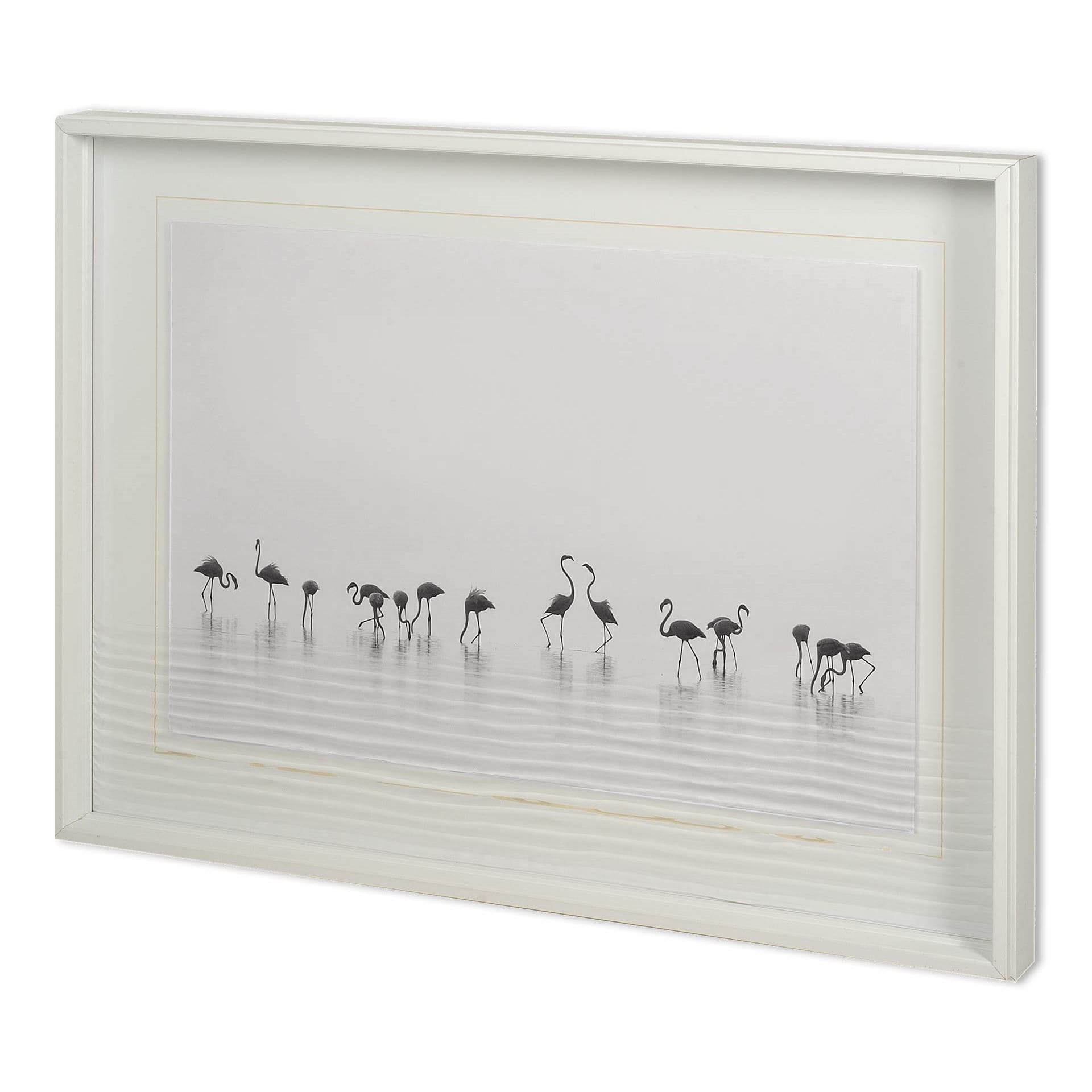 Flamingo Community by Staffan Widstrand Hand Embellished Textured Framed Art Photo Matted under Glas — product photograph