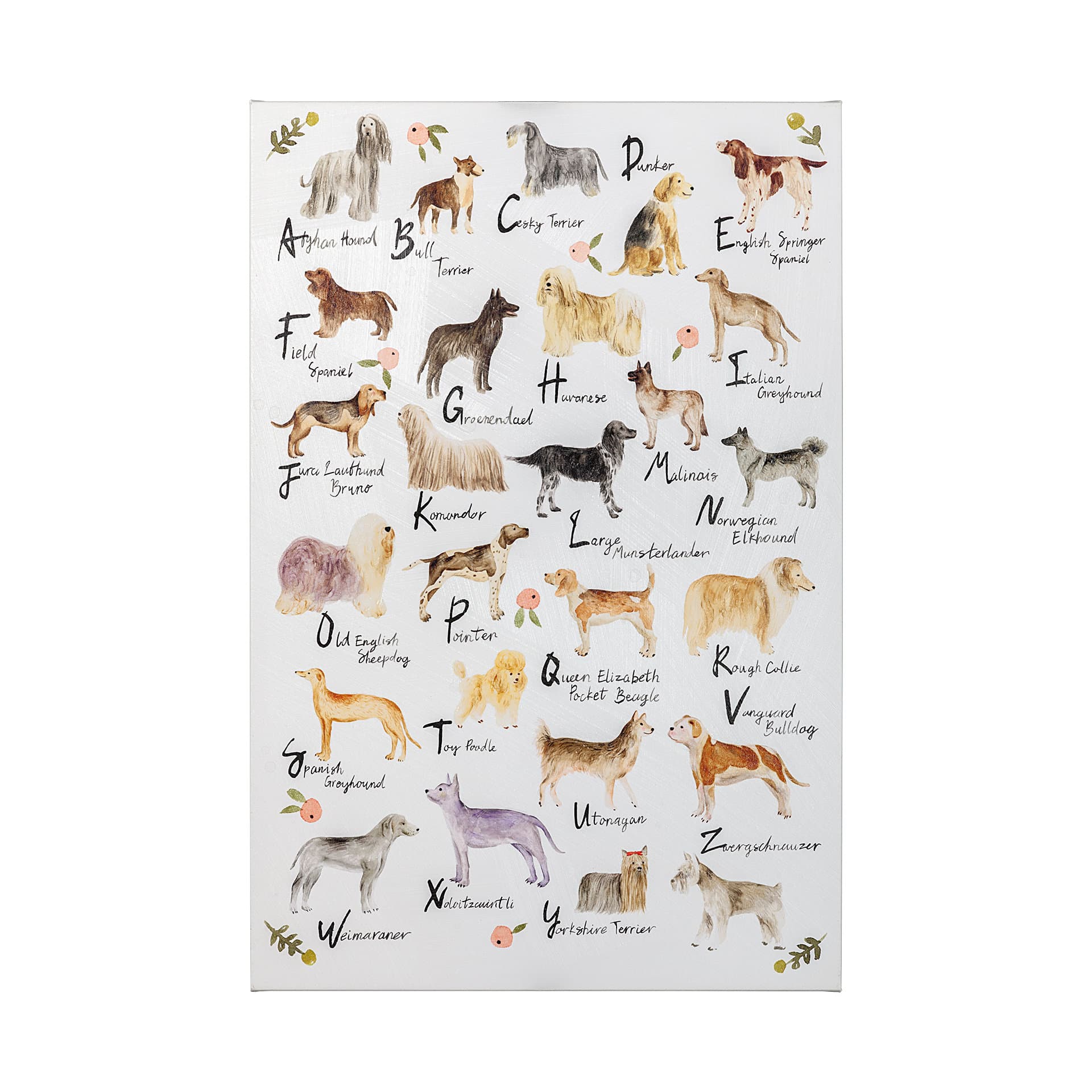 Dog Alphabet by Melissa Wang a Hand Embellished Textured Canvas — product photograph