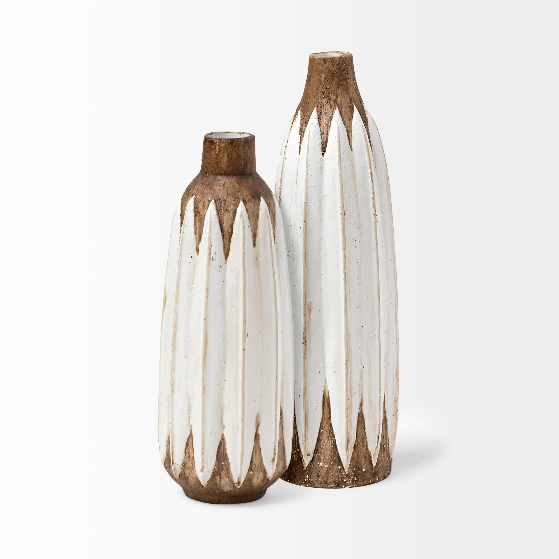 Sisko II Tall Rustic Brown White Ceramic Vase — product photograph
