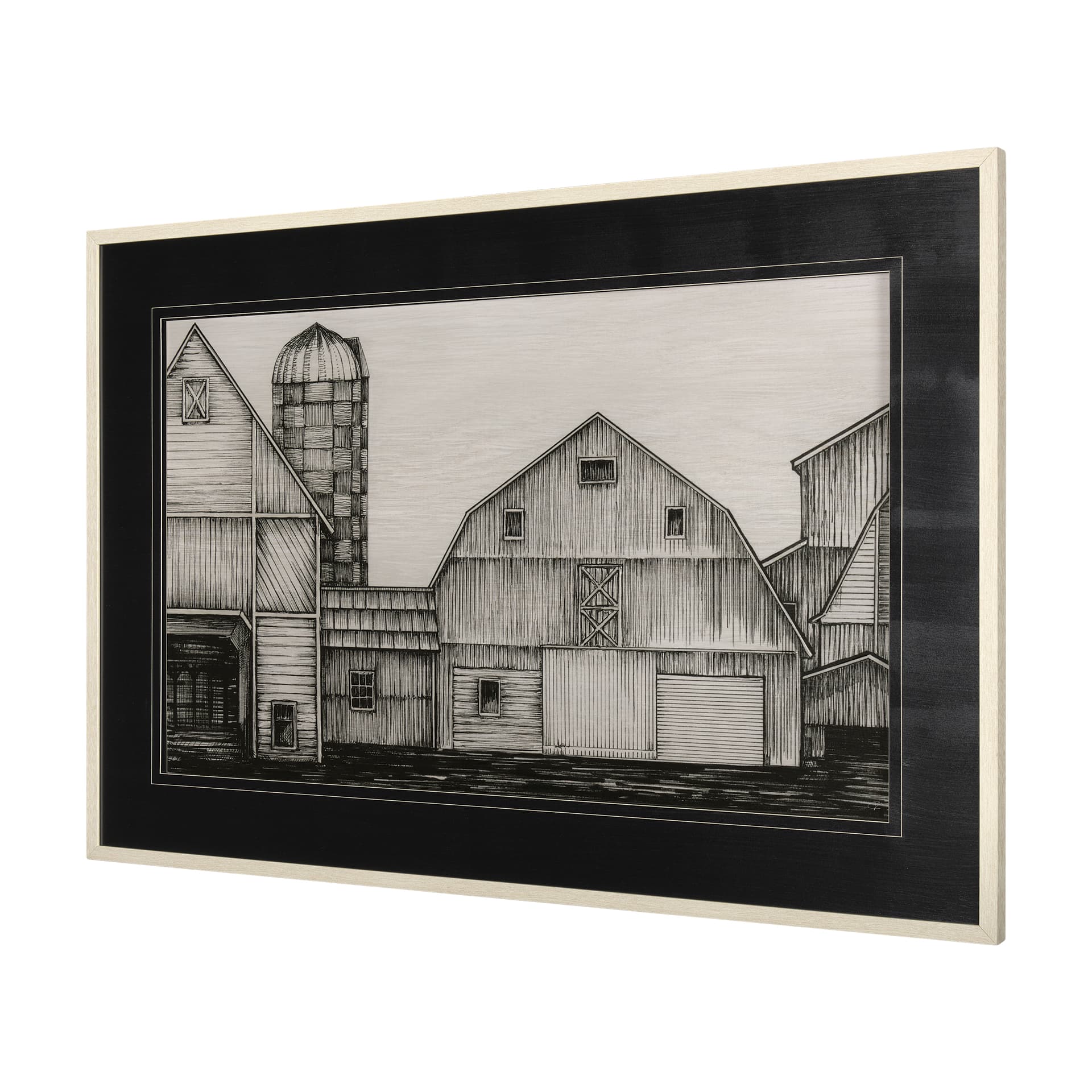Barn Buildings I by CV a Hand Embellished Textured Framed Art Print Matted under Glass — product photograph