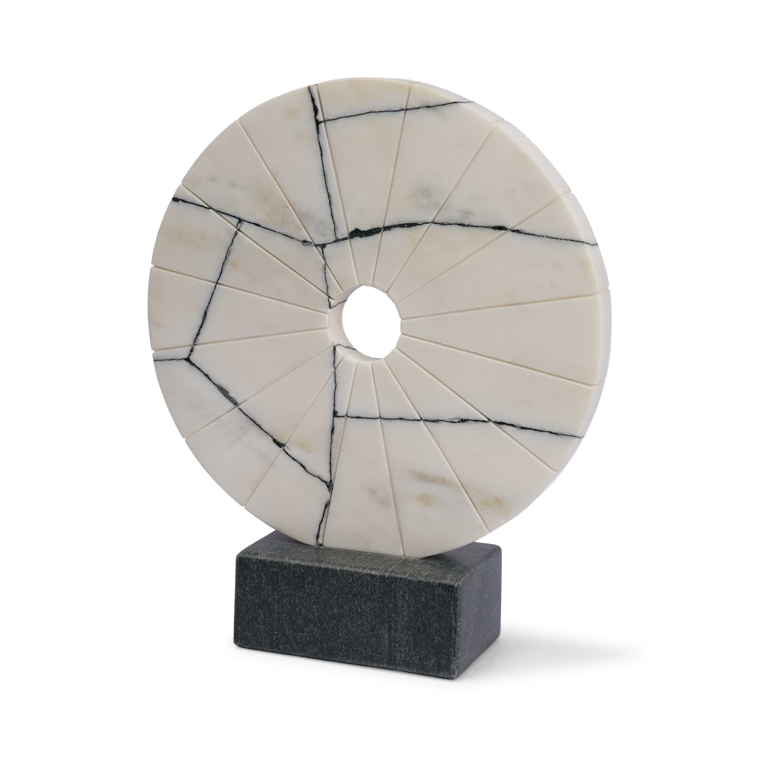 Orin White Marble Round Disc Decorative Object — product photograph