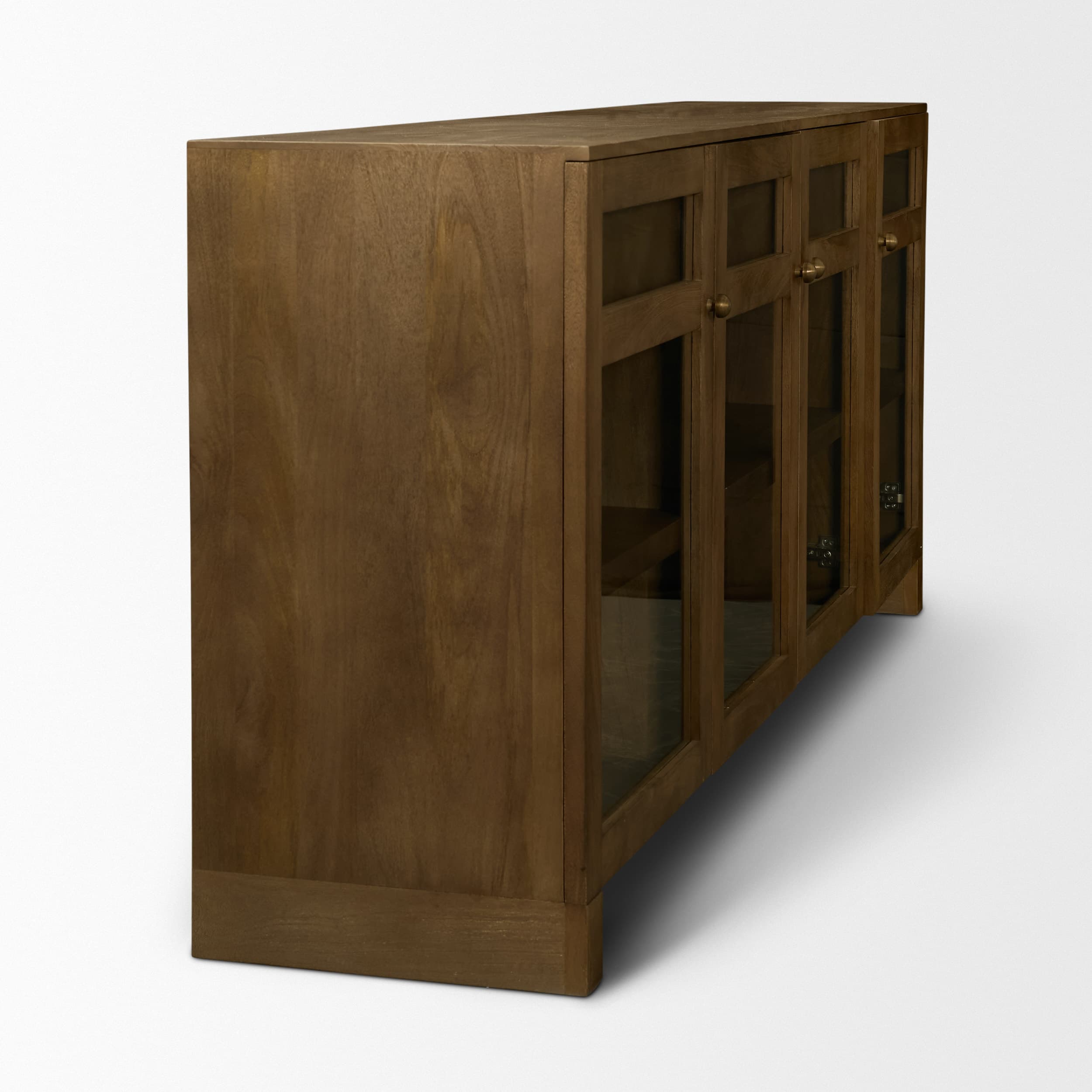 Suri Mid Brown Wood w/ Glass 4-Door Closed Sideboard — product photograph