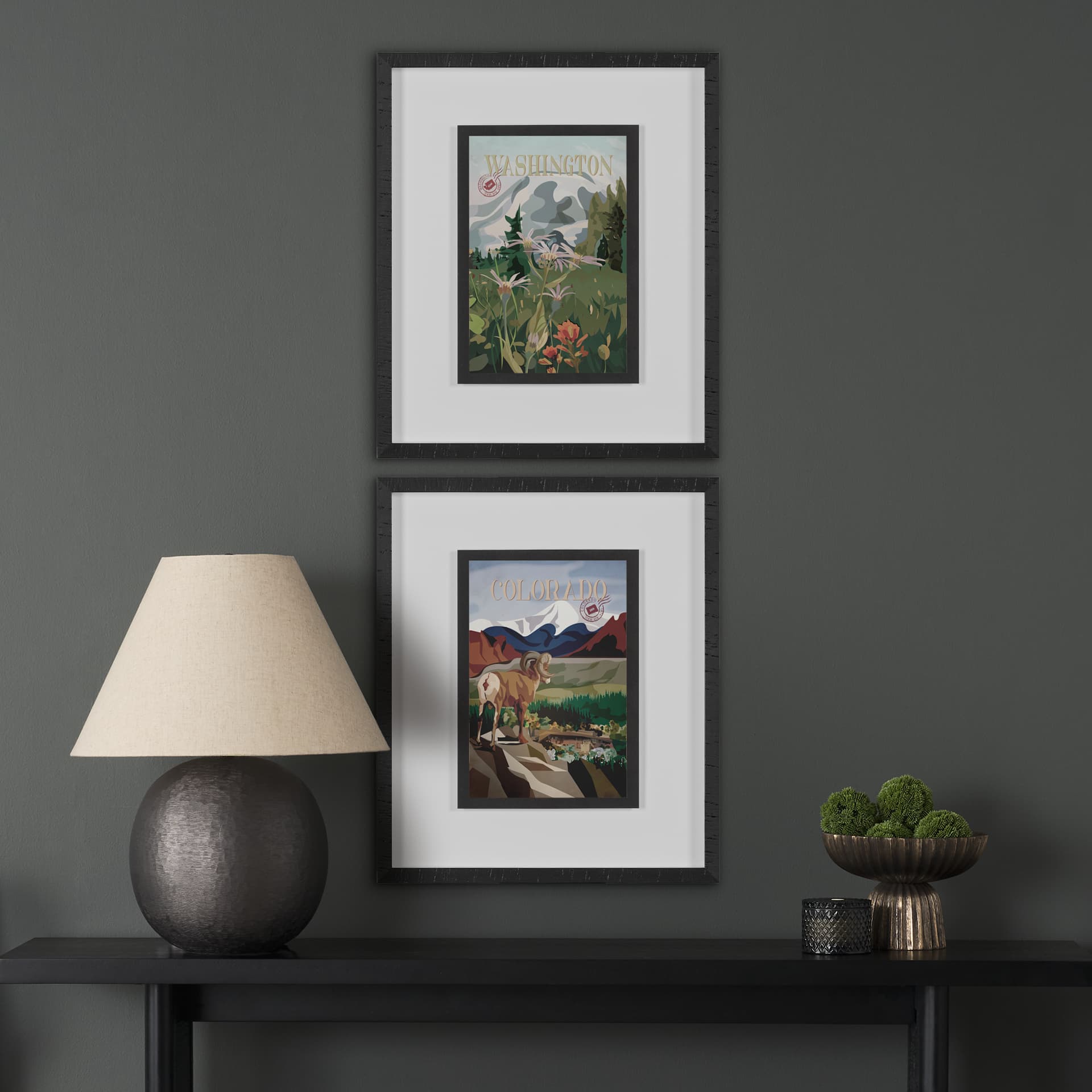 Colorado Go USA (M) by Mercana Studio a Framed Art Print Matted under Glass — in a styled room