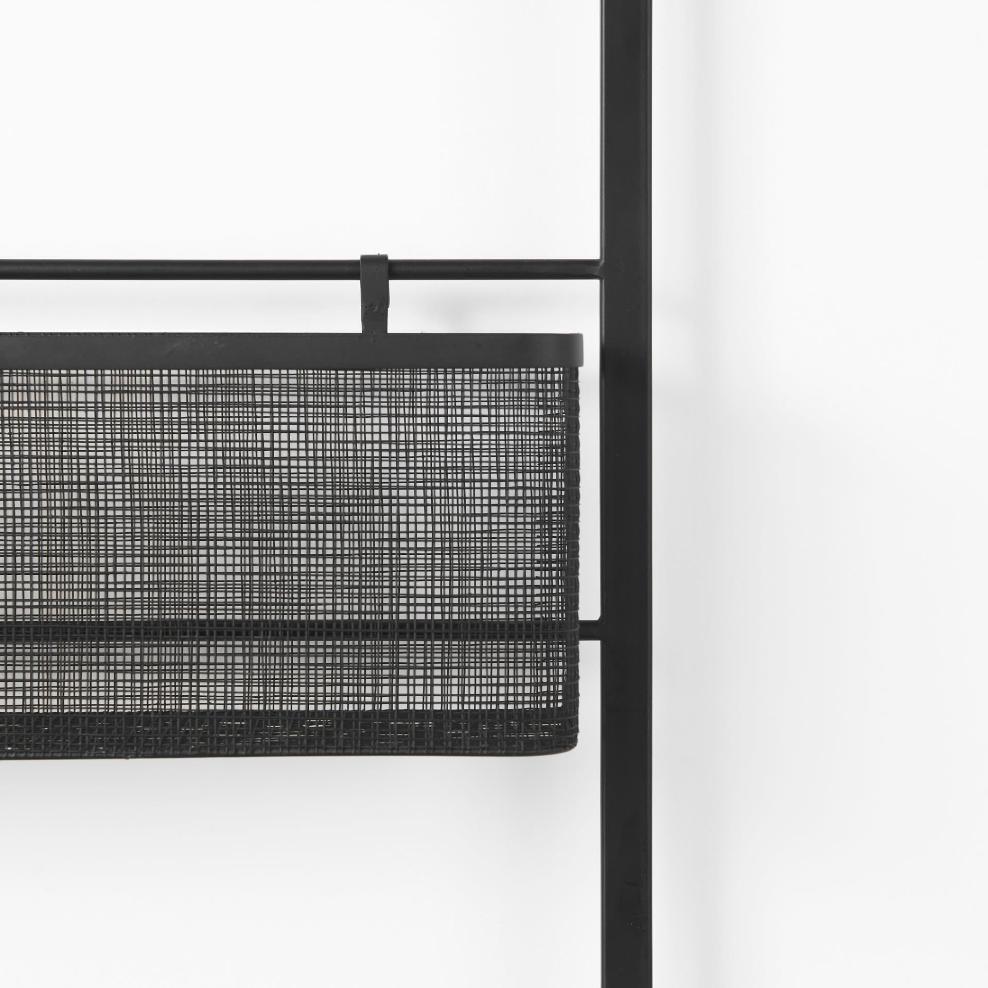 Macrinus 23.4L x 5.5W x 38.6H Black Metal W/Mesh Wall Mounted Shelf — product photograph