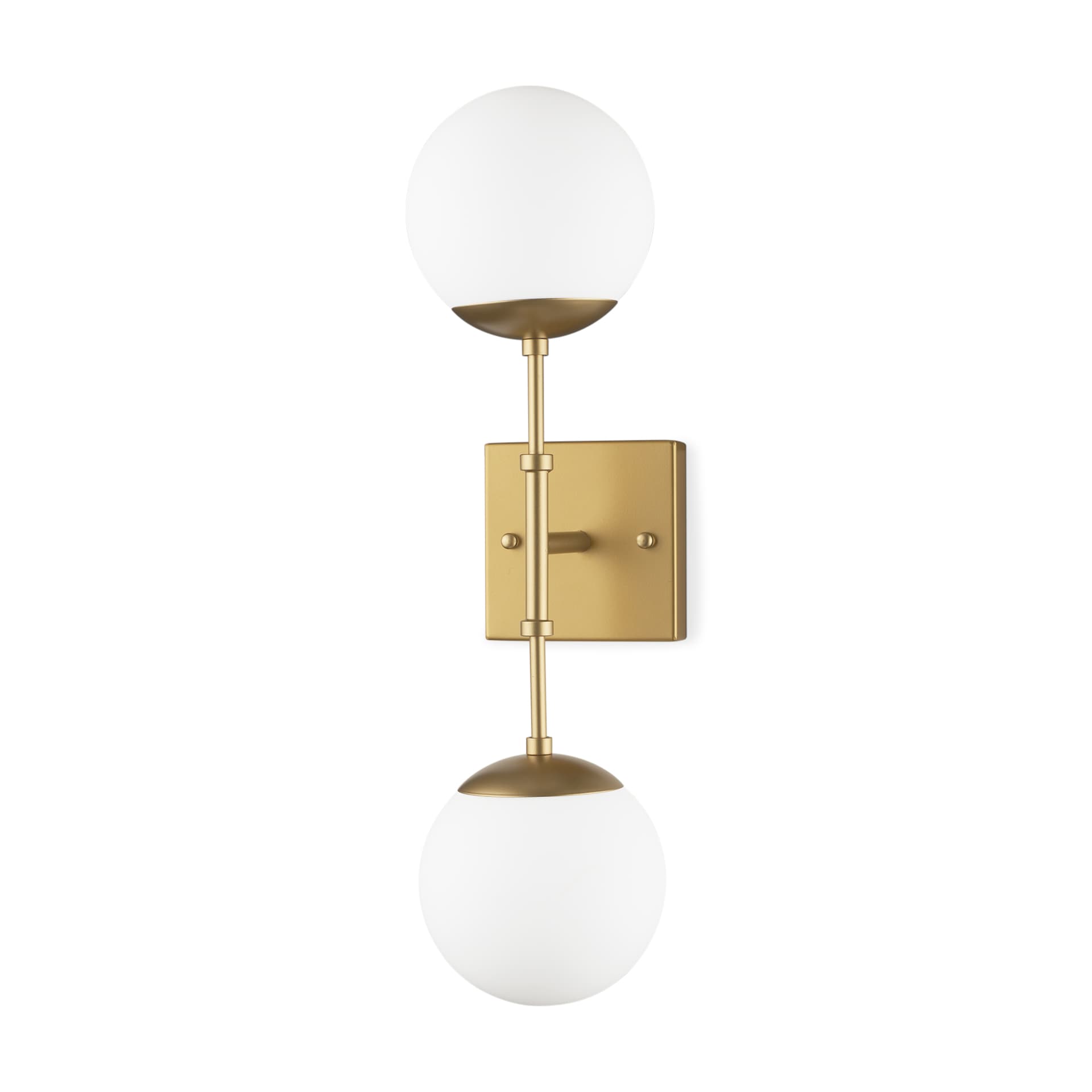 Edie Brushed Gold Metal w/ Frosted Glass Globes 2-Light Wall Sconce — product photograph