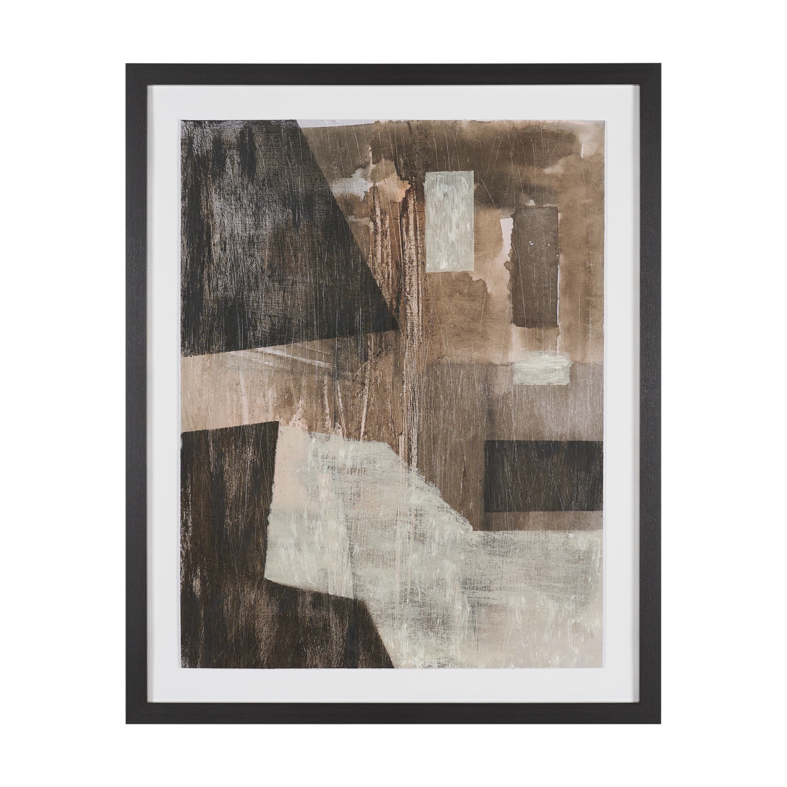 Fault Geometry II by Mercana Studio Hand-Embellished Textured Framed Artwork Matted under Glass — product photograph