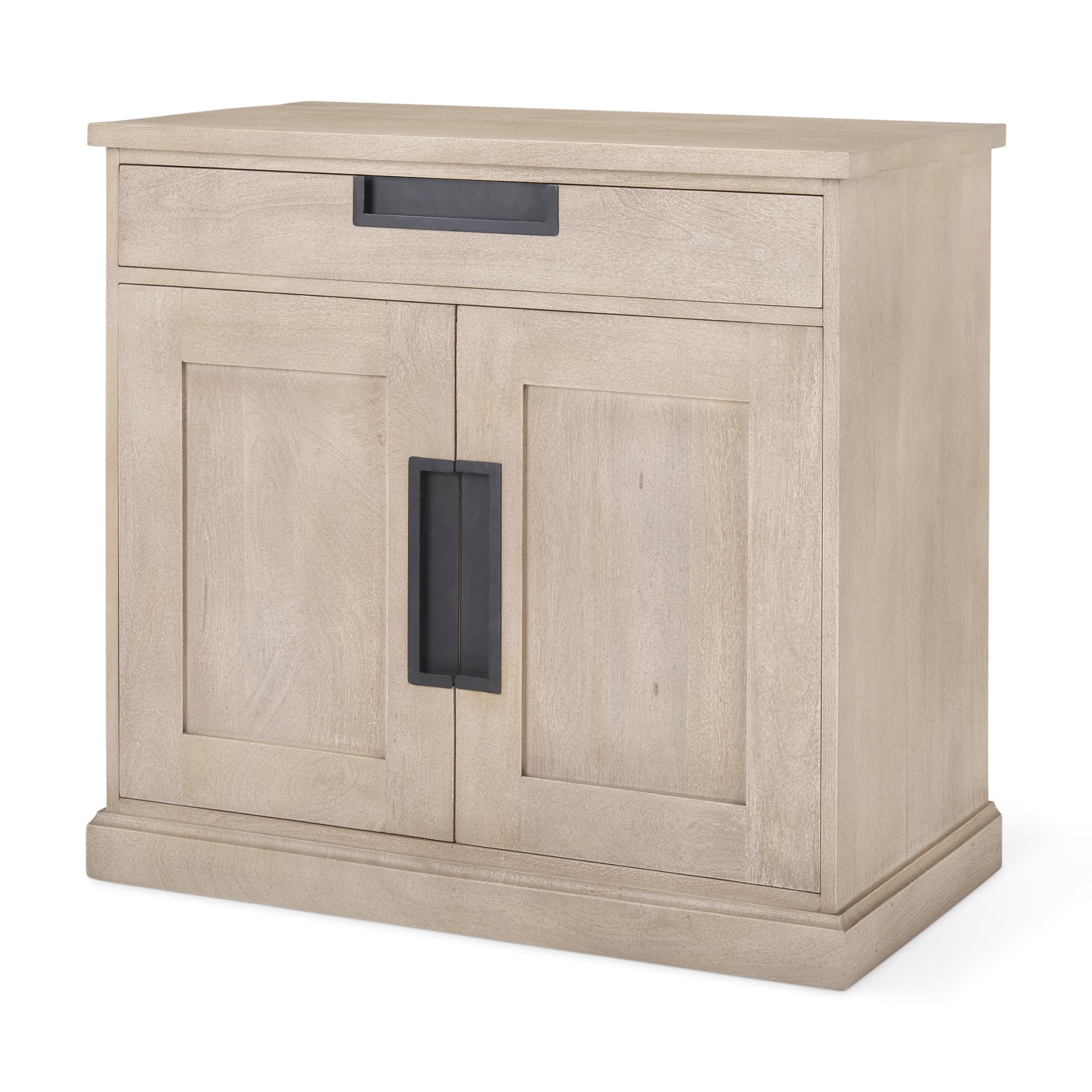 Braxton 33.5L x 18.5W x 31.5H Beige Wood W/Black Accents 2 Door Accent Cabinet — product photograph