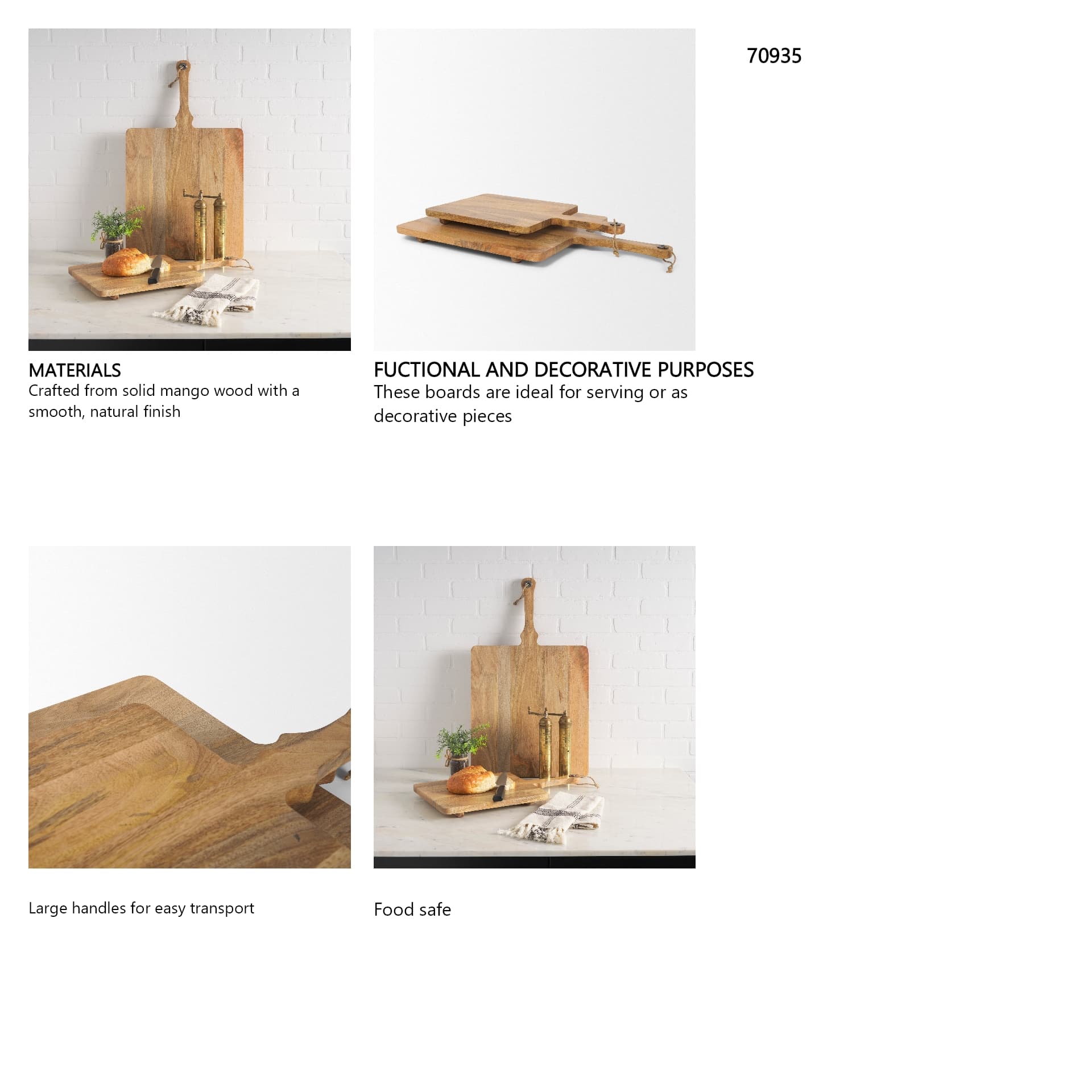 Khana Natural Solid Wood Square Serving Boards — in a styled room