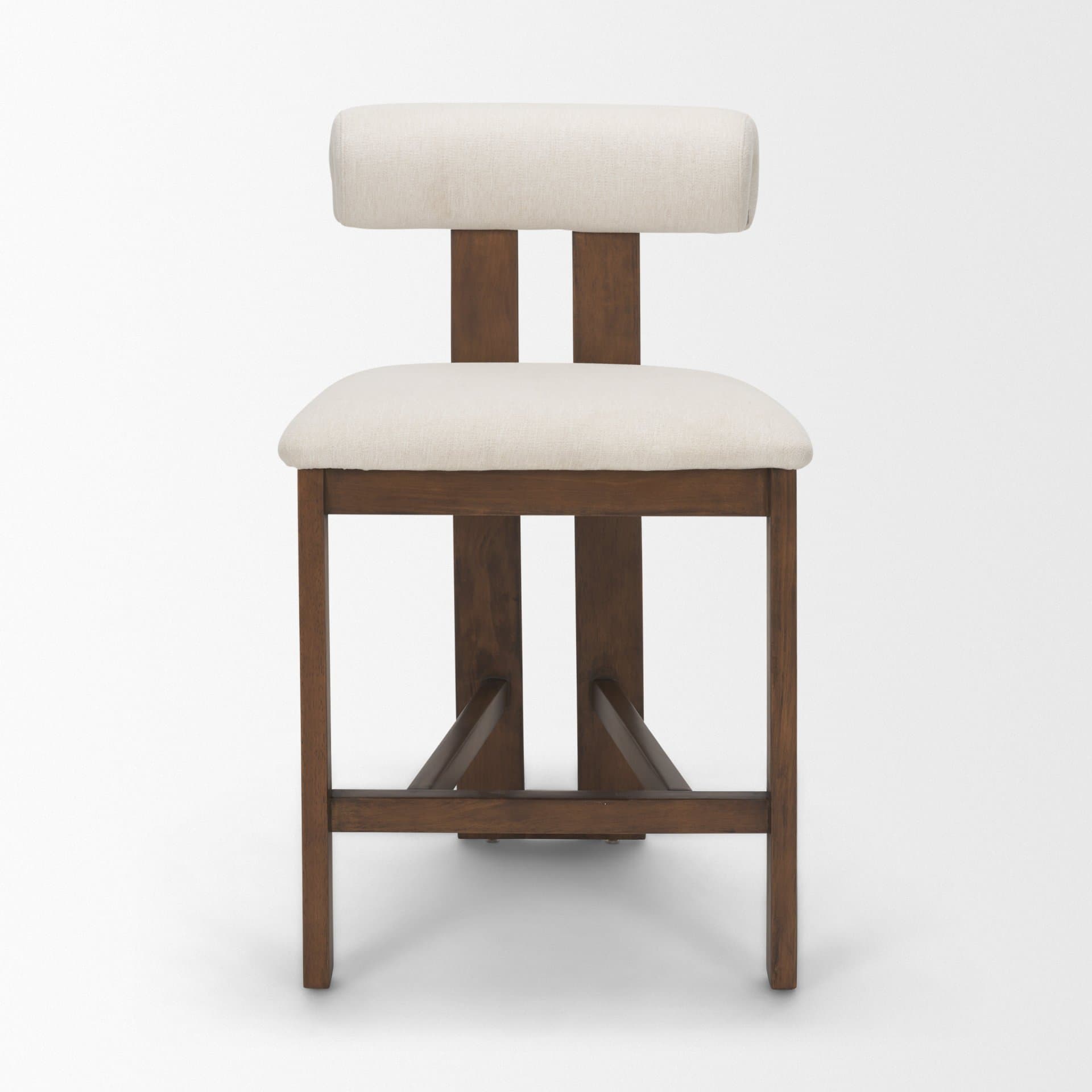 Tribeca Open Back 36.5in Seat Counter Stool | Cream Fabric w/ Wood — product photograph