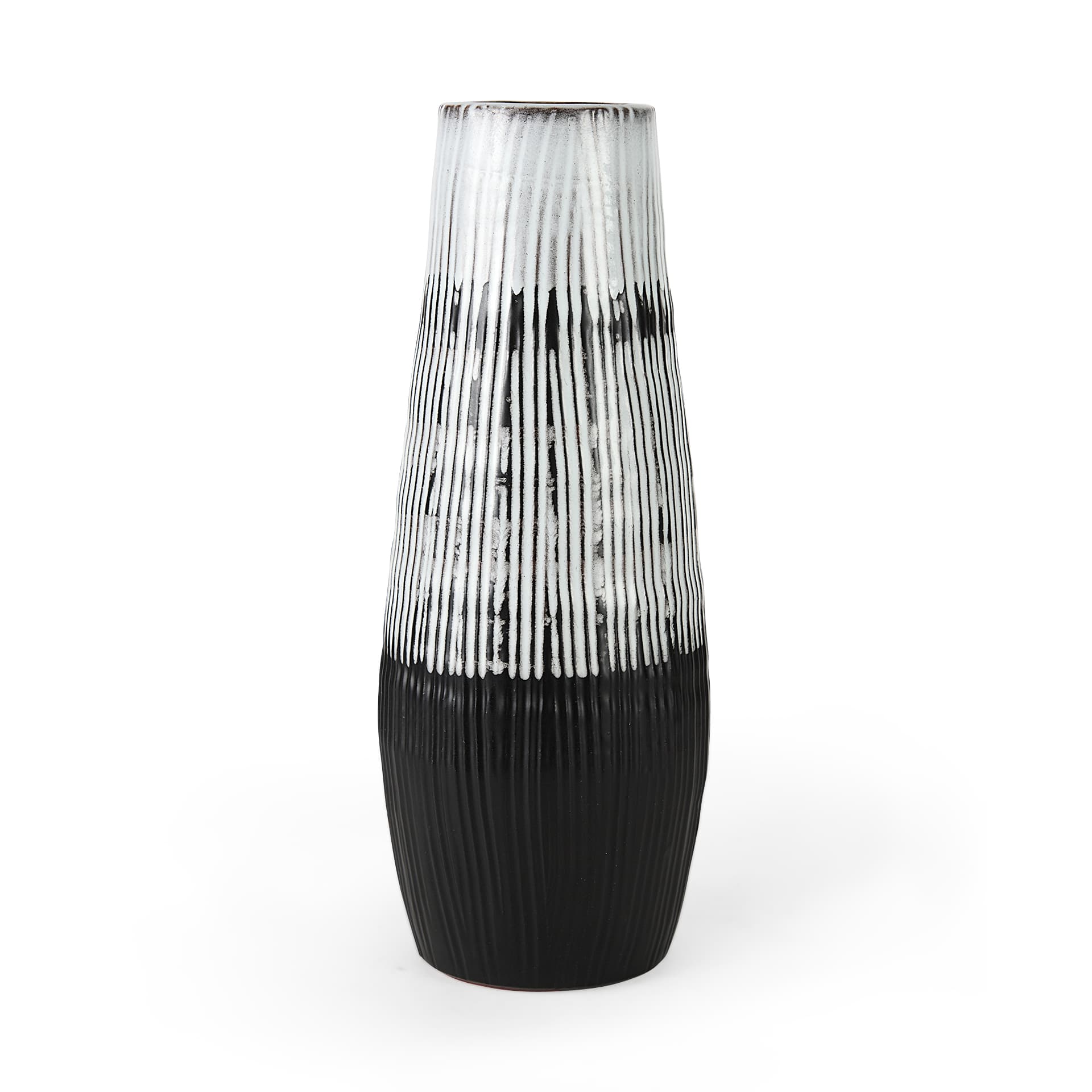 Tanami I Tall Dark Brown/White Ceramic Vase — product photograph