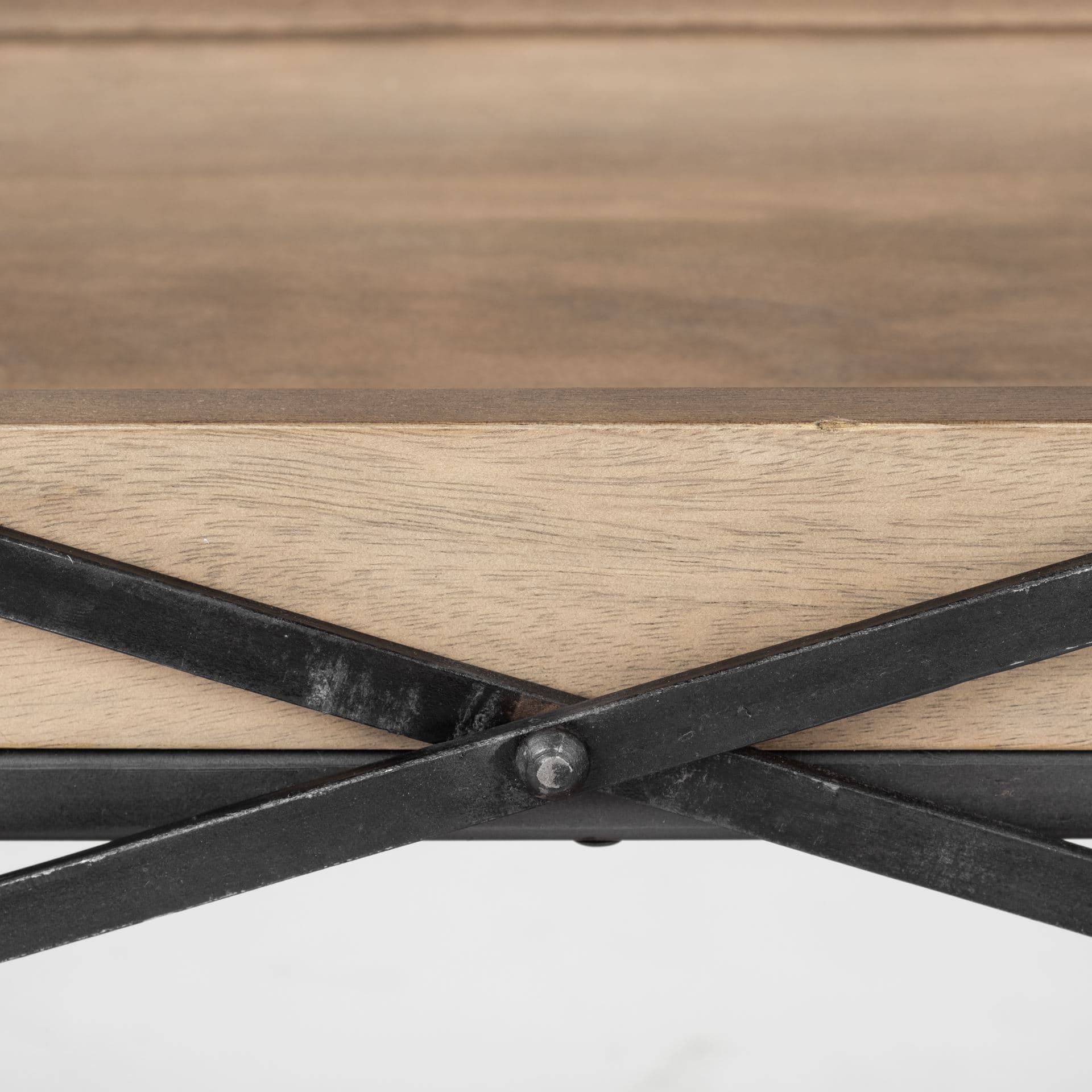 Trey I 80L x 16W Brown Wood and Black Iron Console Table — product photograph