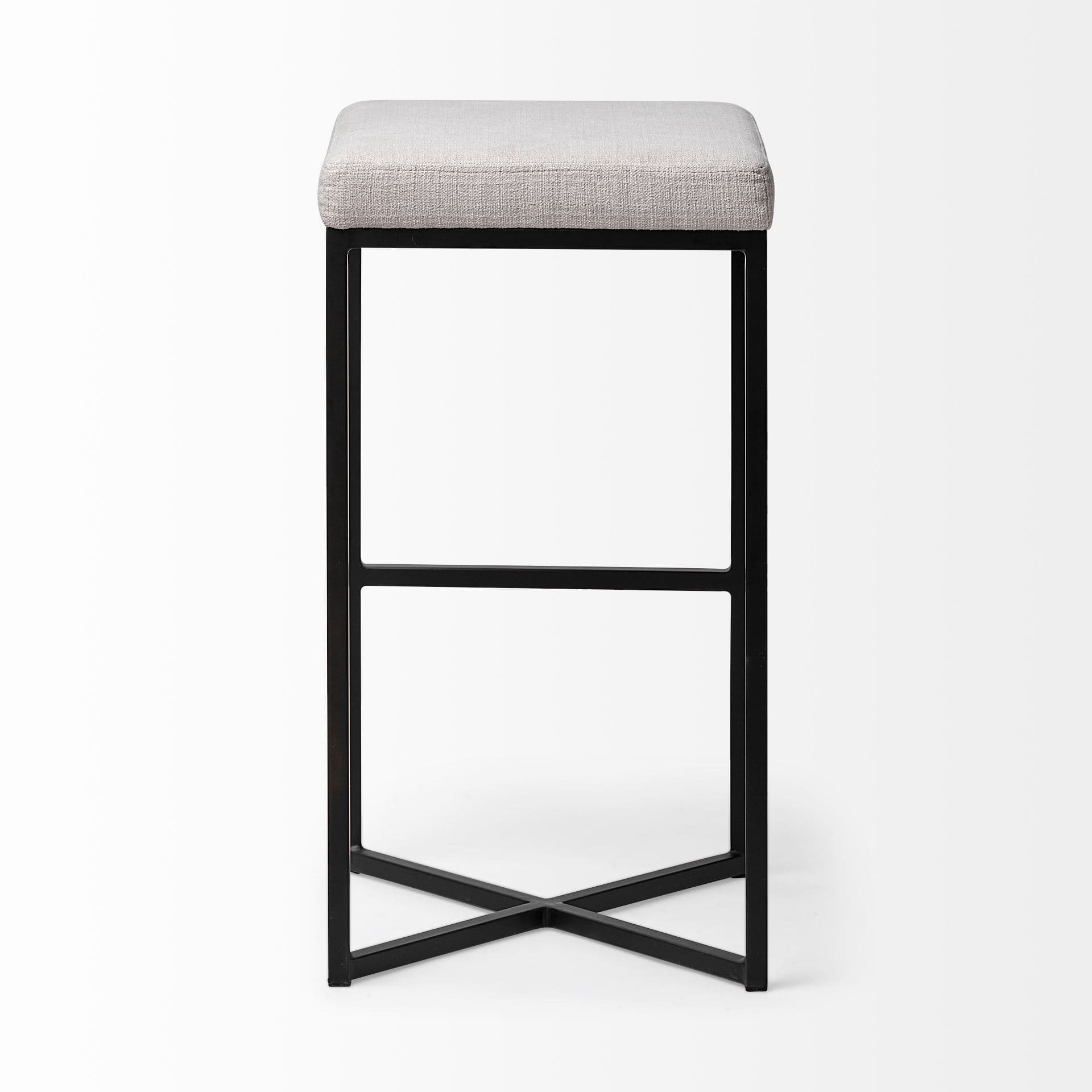 Frodo Backless 29.75in Seat Bar Stool | White Fabric w/ Black Metal — product photograph