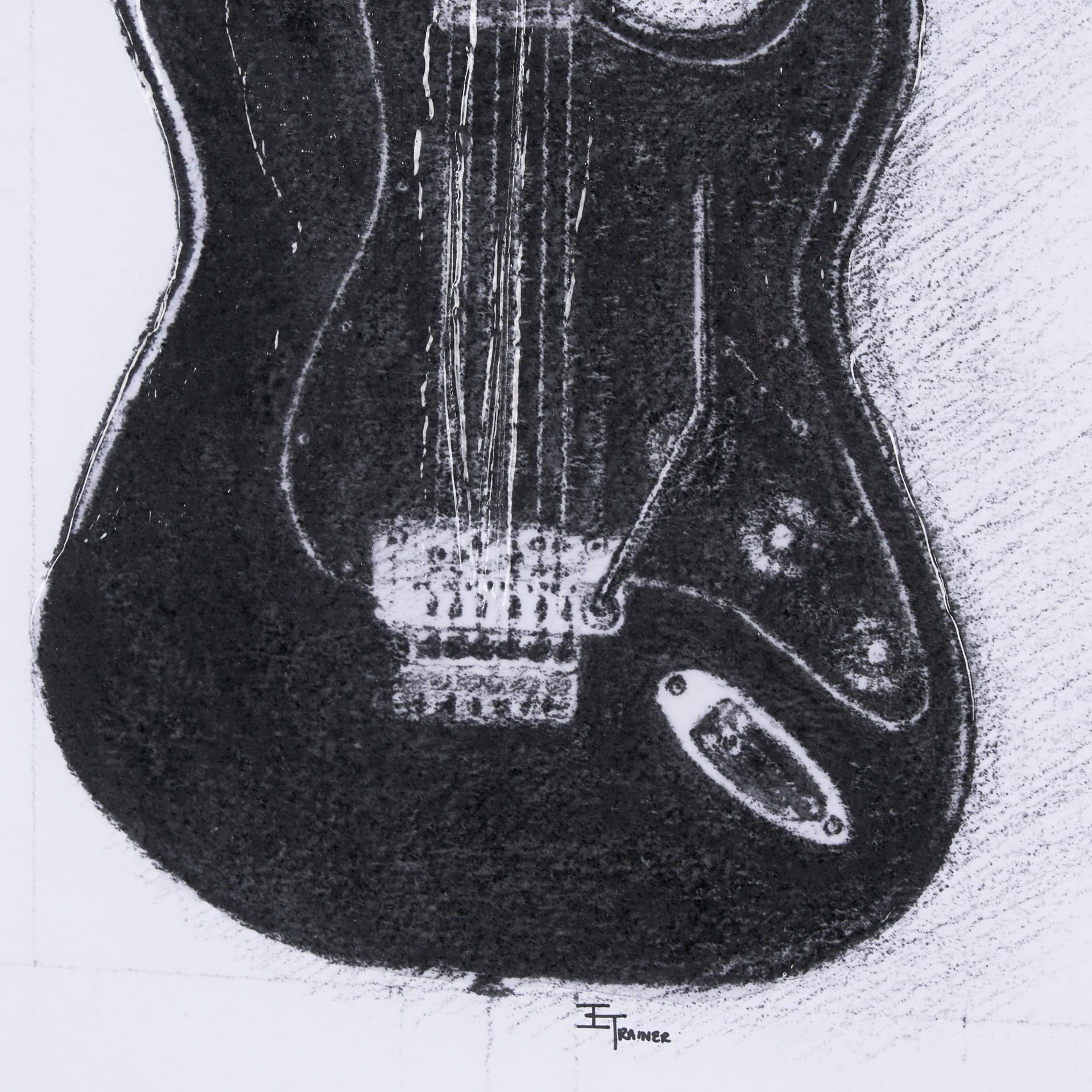 Guitar I by Mercana Studio a Hand Embellished Textured Framed Art Print Matted under Glass — product photograph
