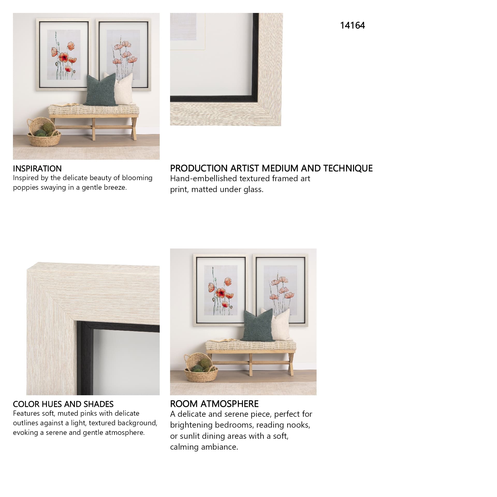 Meadow flowers II by Mercana Studio a Hand Embellished Textured Framed Art Print Matted under Glass — in a styled room