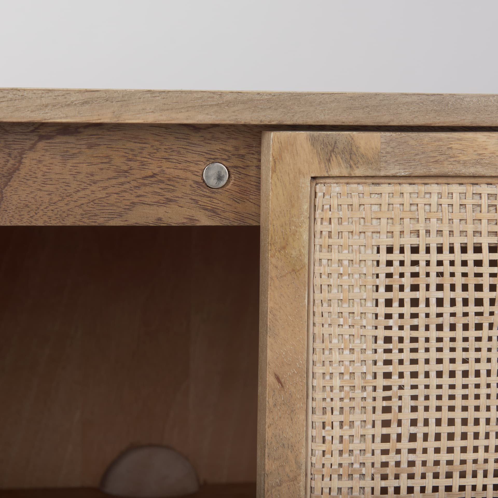Grier 36" Light Brown Wood w/ Cane 2 Door Accent Cabinet — product photograph
