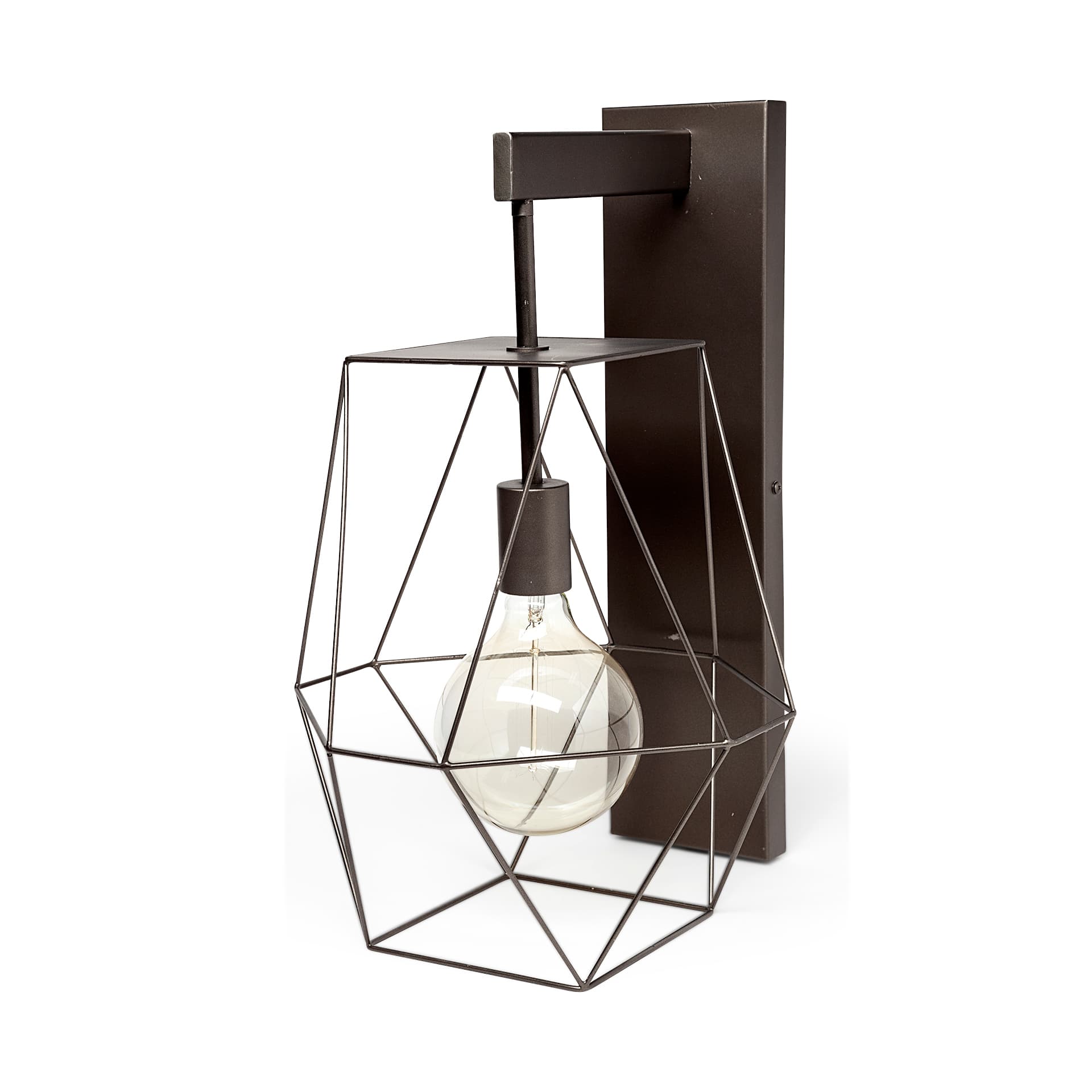 Cordova 12x19 Gray Metal Hanging Bulb Caged Wall Sconce — product photograph