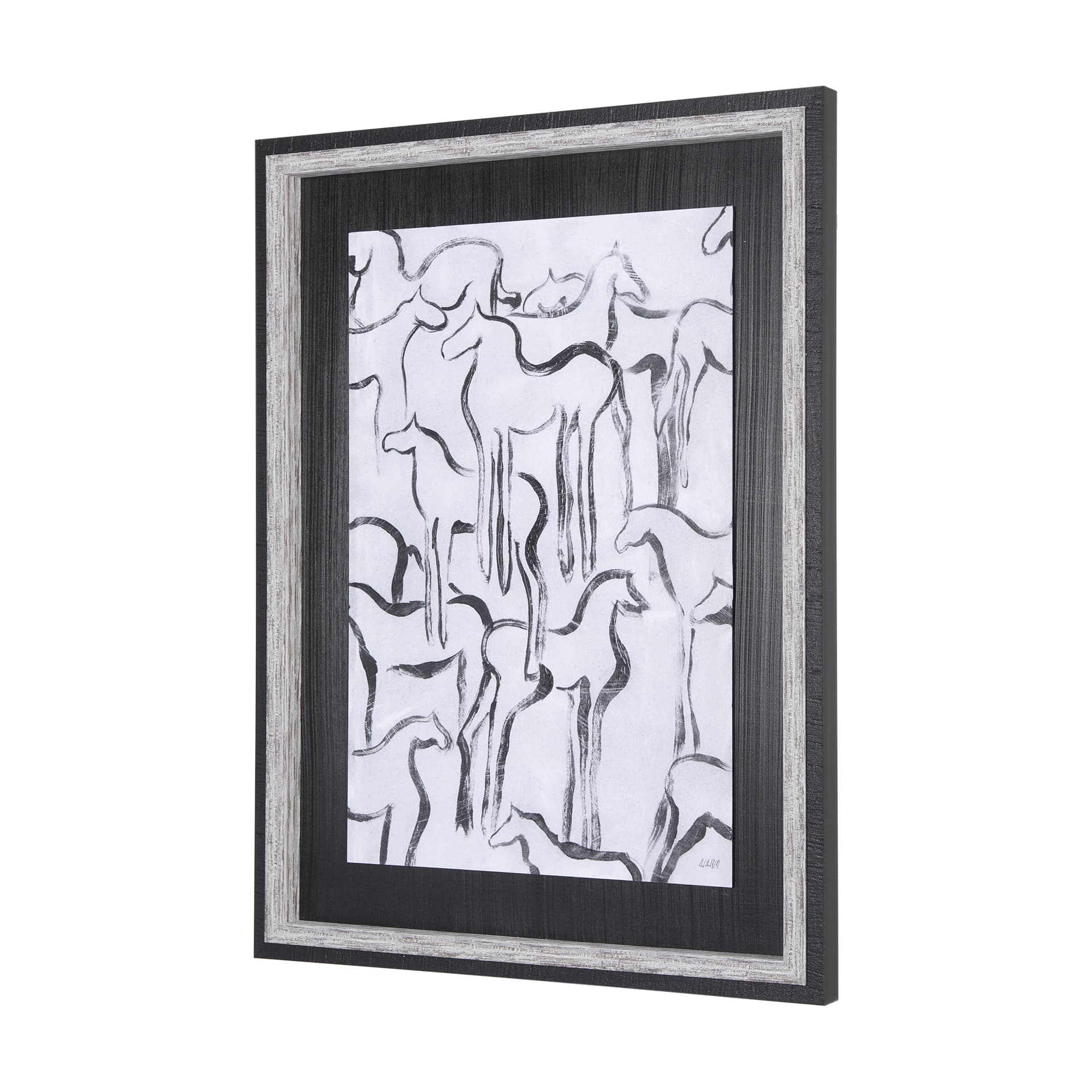 Horse Herd I by Mercana Studio a Hand Embellished Textured Framed Art Print — product photograph