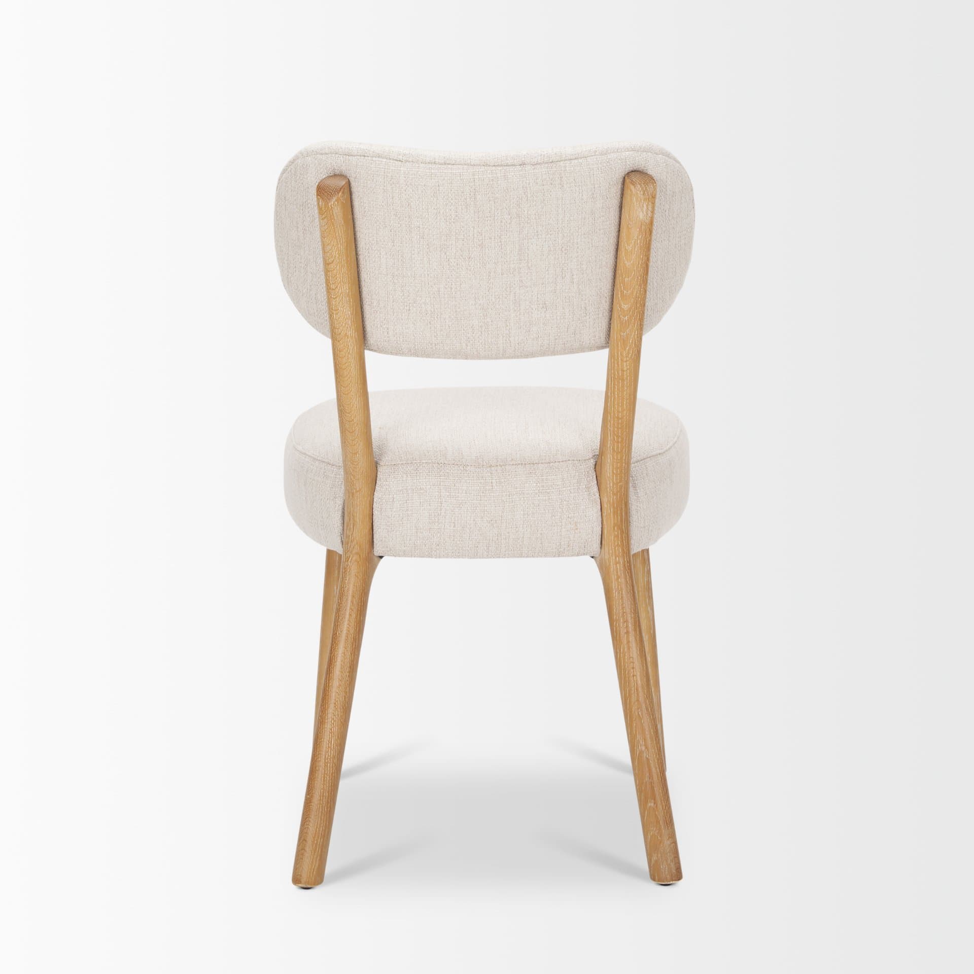 Owen Curved Back Dining Side Chair | Beige Fabric w/ Brown Wood — product photograph